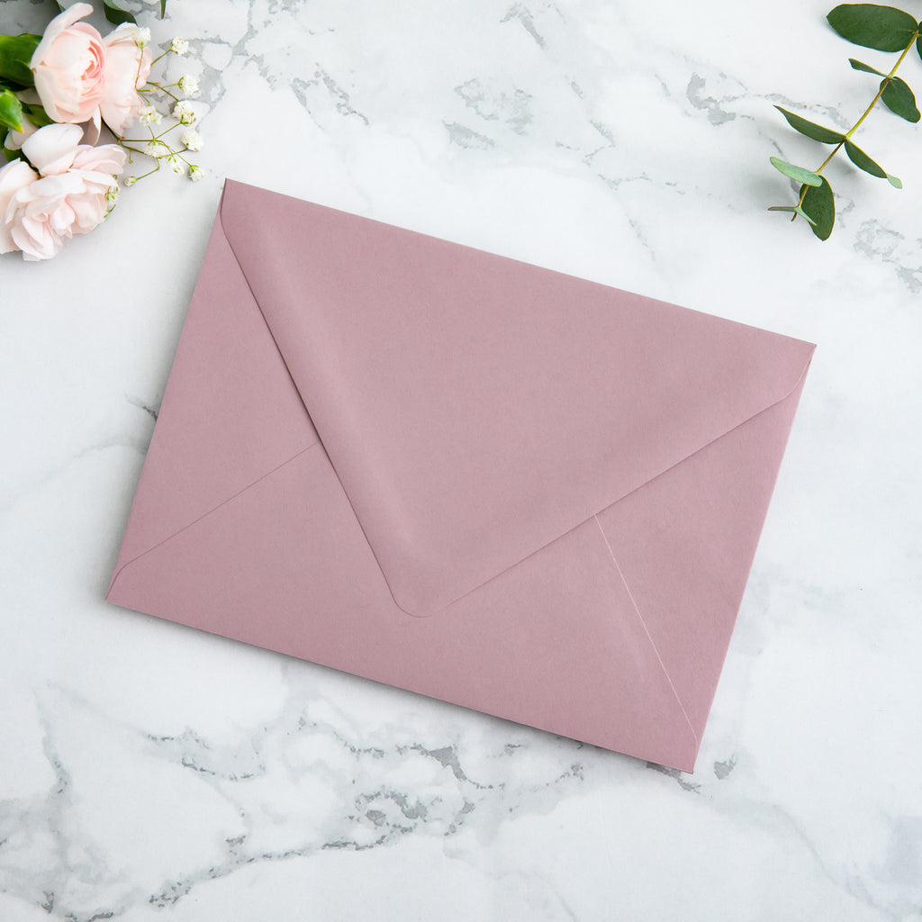 PONATIA 50 Pieces Dusty Rose Floral Liner Euro Flap Envelopes for  Wedding Invitation Card