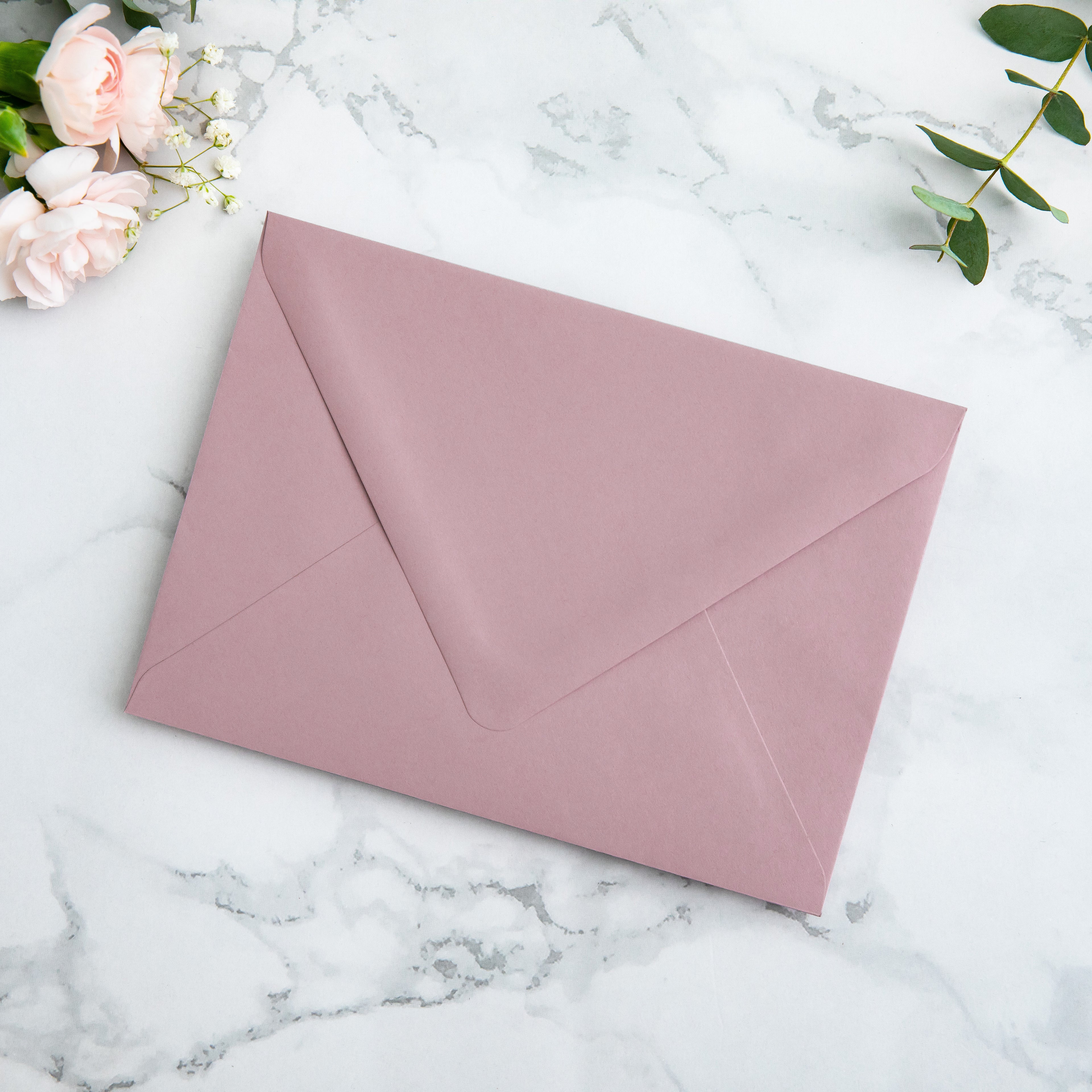 PONATIA 50 Pieces Dusty Rose Floral Liner Euro Flap Envelopes for  Wedding Invitation Card