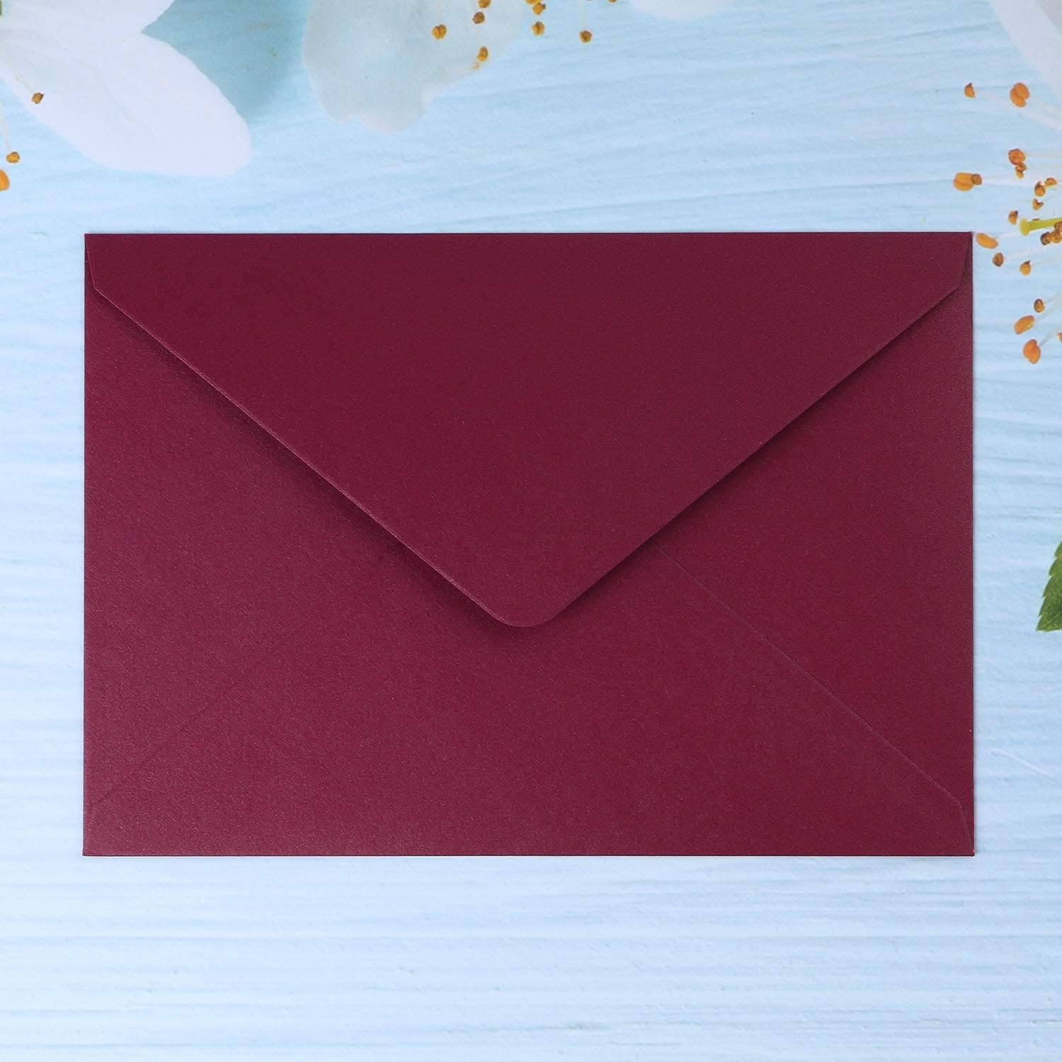 PONATIA 50 Pcs A7 Burgundy Envelopes for 5x7 Weddings Invitation Cards