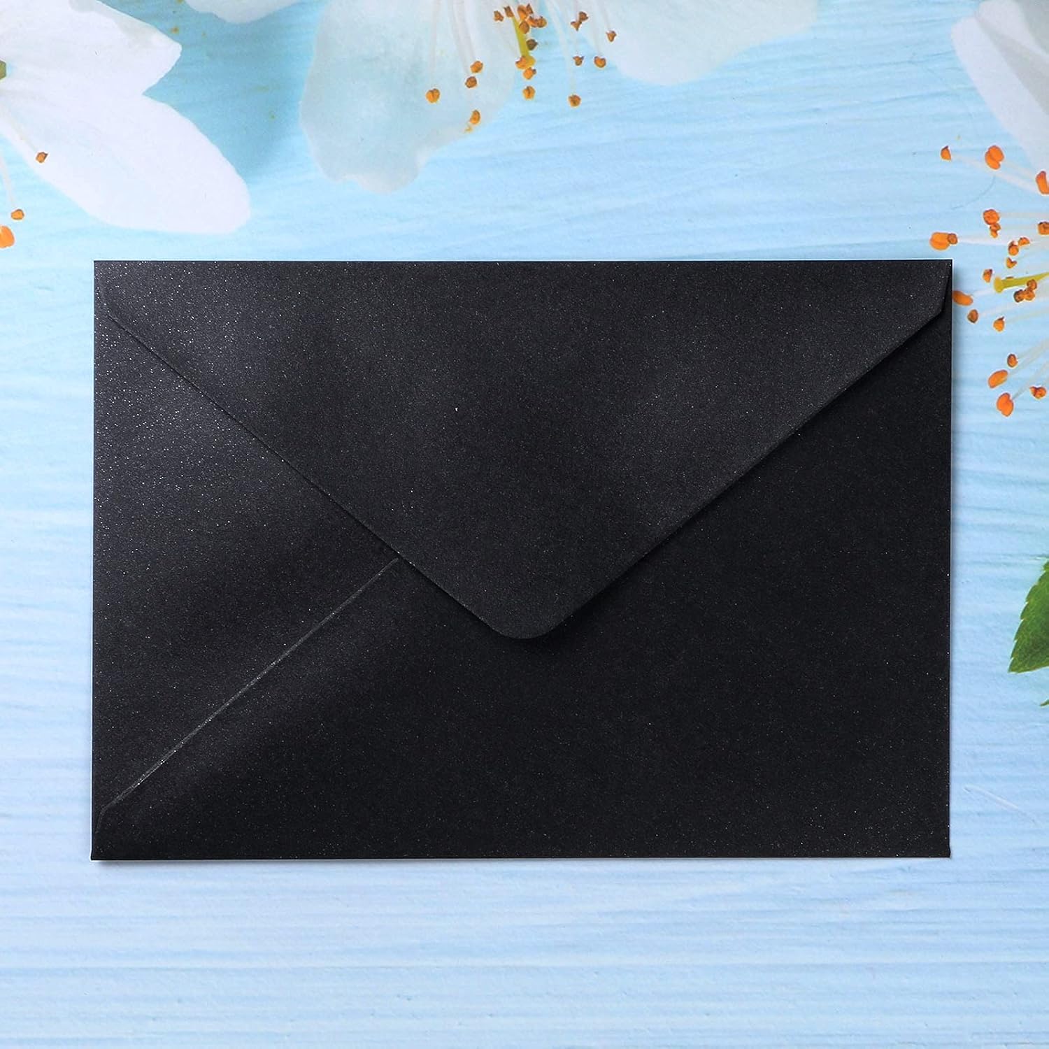 PONATIA 50 Pcs A7 Black Envelopes for 5x7 Weddings Invitation Cards