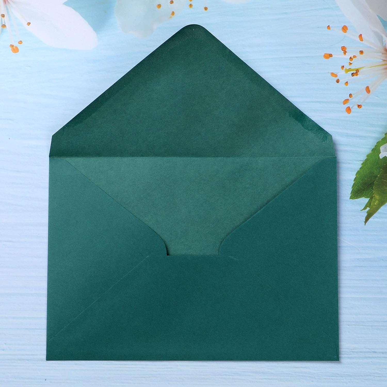 PONATIA 50 Pcs A7 Emerald Green Envelopes for 5x7 Weddings Invitation Cards