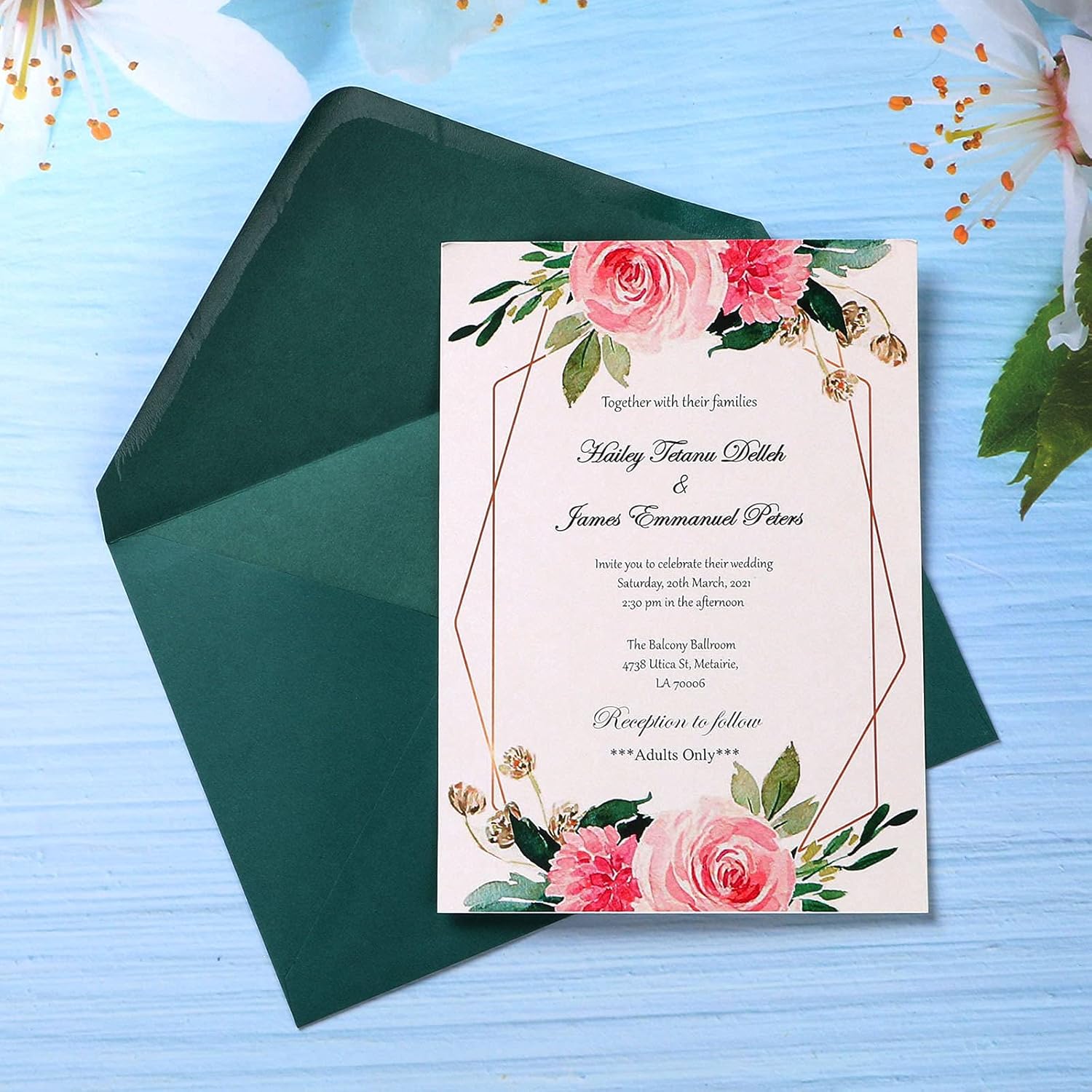 PONATIA 50 Pcs A7 Emerald Green Envelopes for 5x7 Weddings Invitation Cards