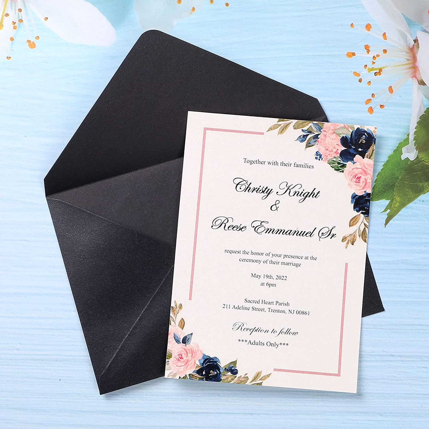 PONATIA 50 Pcs A7 Black Envelopes for 5x7 Weddings Invitation Cards