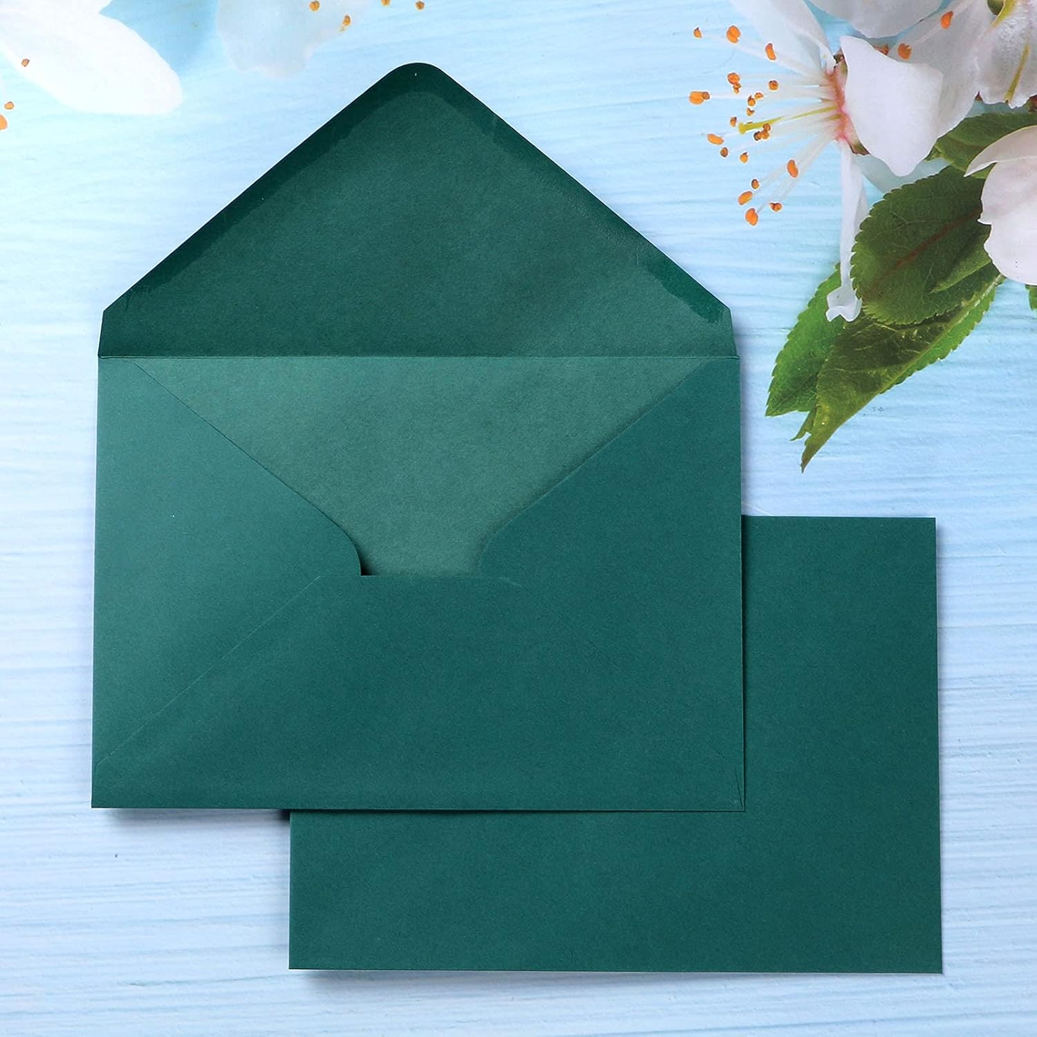 PONATIA 50 Pcs A7 Emerald Green Envelopes for 5x7 Weddings Invitation Cards