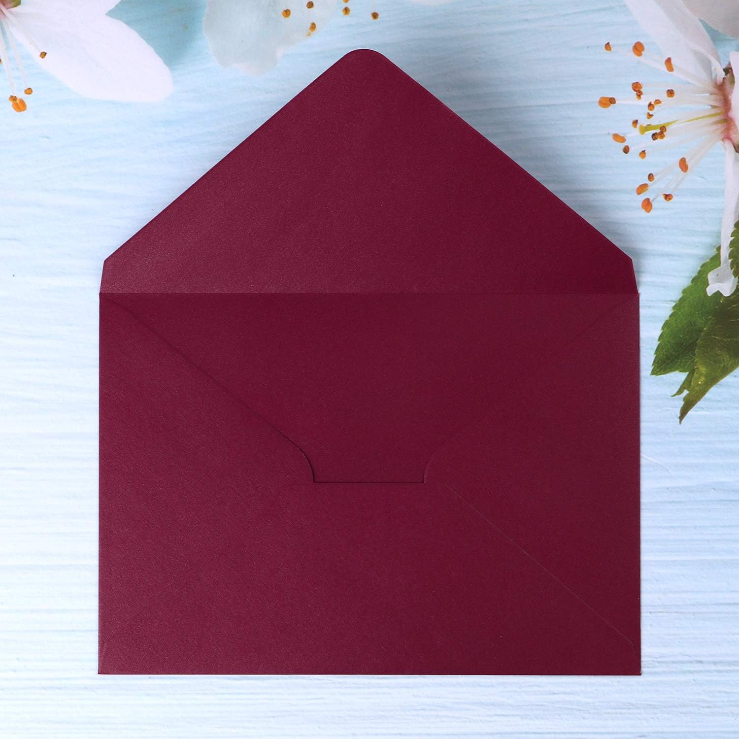 PONATIA 50 Pcs A7 Burgundy Envelopes for 5x7 Weddings Invitation Cards