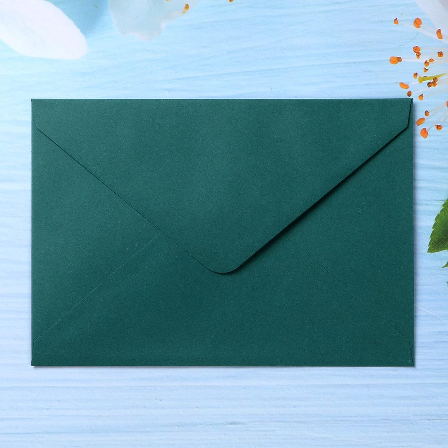 PONATIA 50 Pcs A7 Emerald Green Envelopes for 5x7 Weddings Invitation Cards