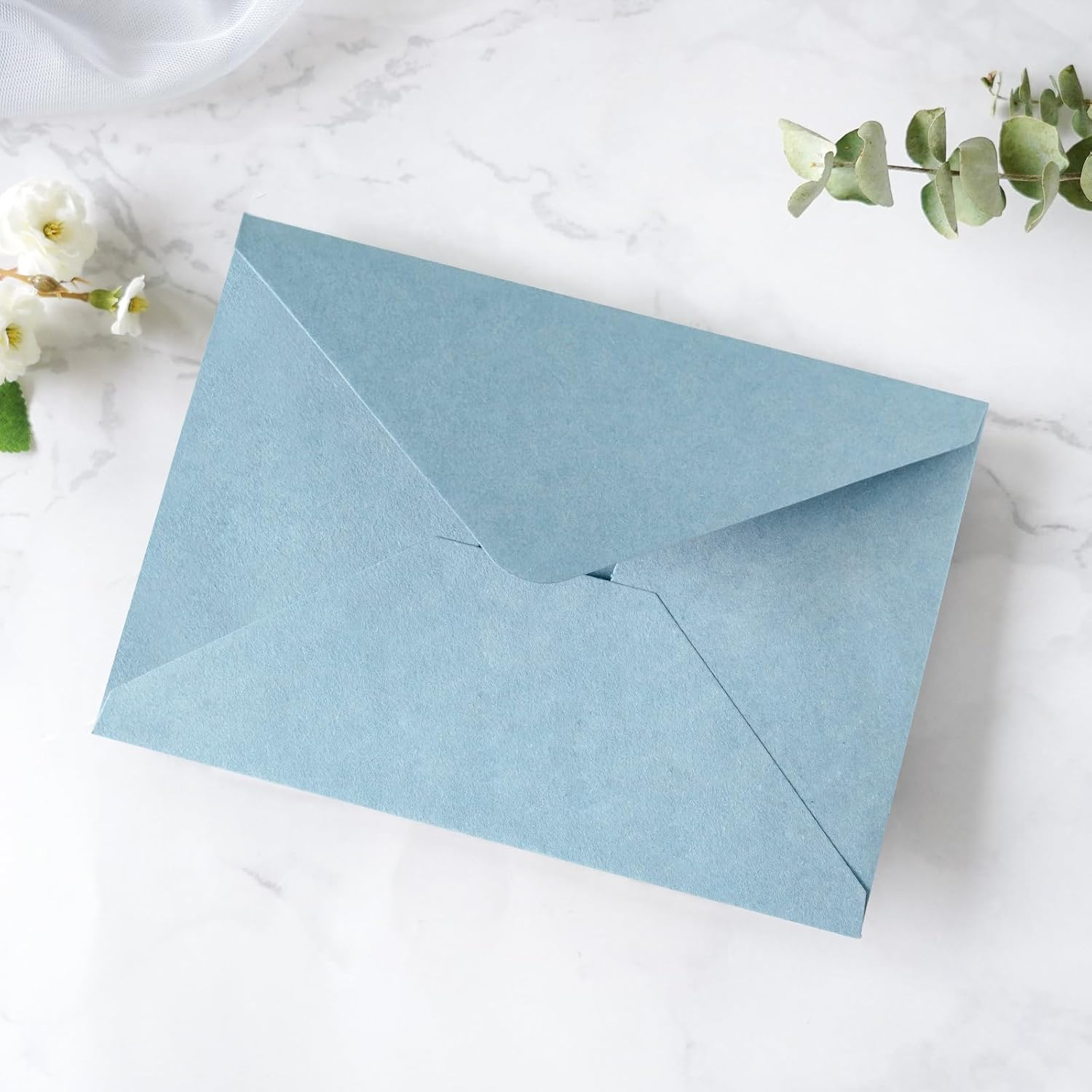 PONATIA 50 Pcs A7 Dusty Blue Envelopes for 5x7 Weddings Invitation Cards