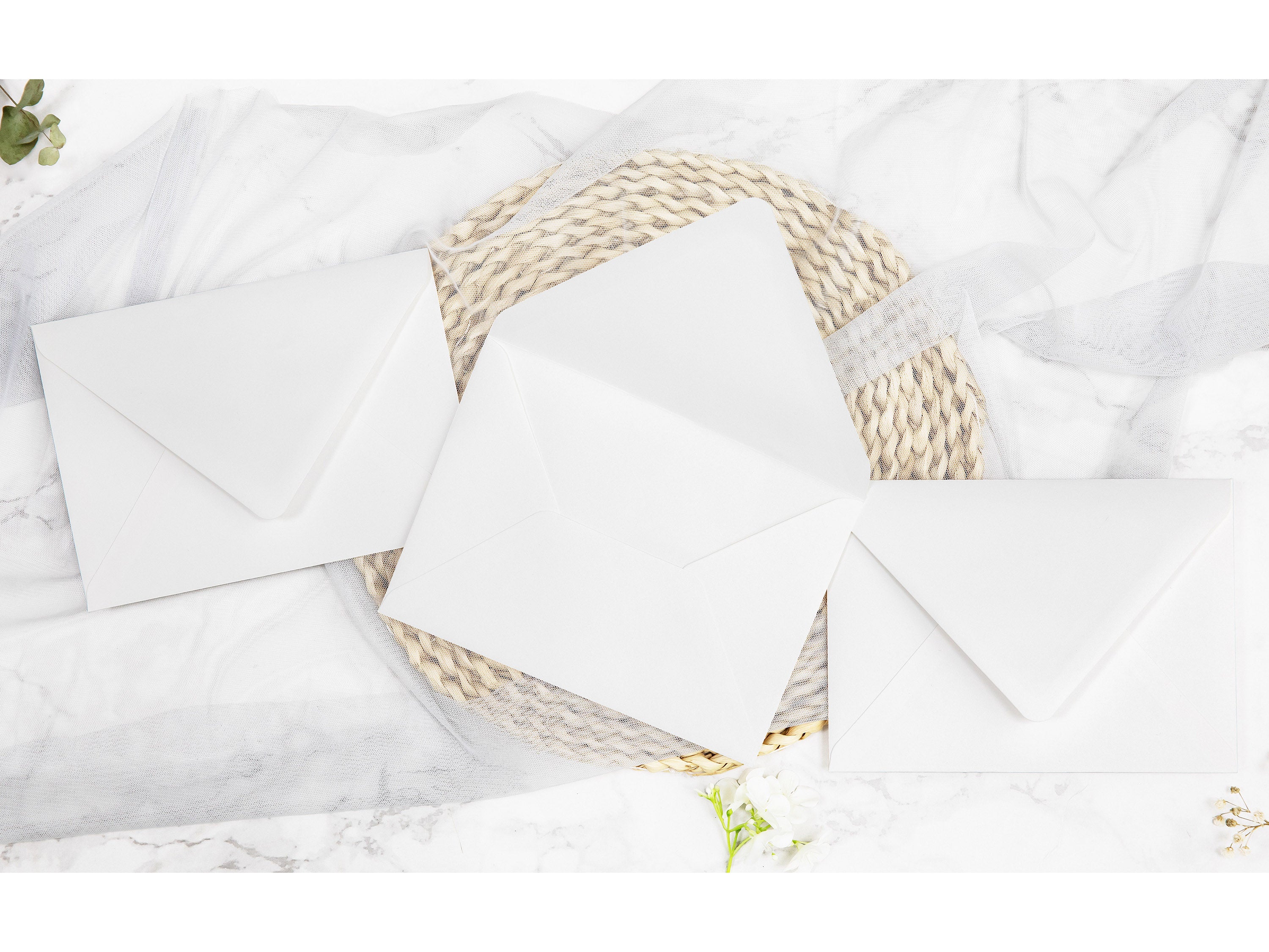 PONATIA 50 Pieces Ivory Euro Flap Envelopes for  Wedding Invitation Card