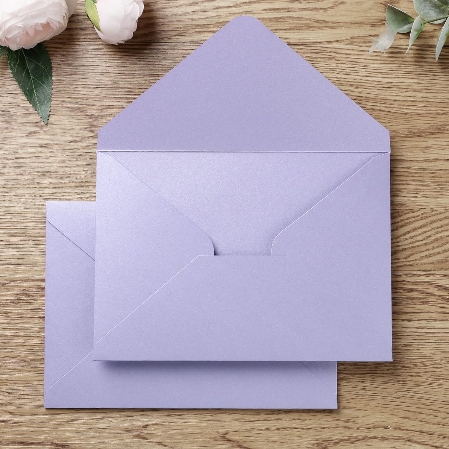 PONATIA 50 Pcs A7 Lilac Envelopes for 5x7 Weddings Invitation Cards