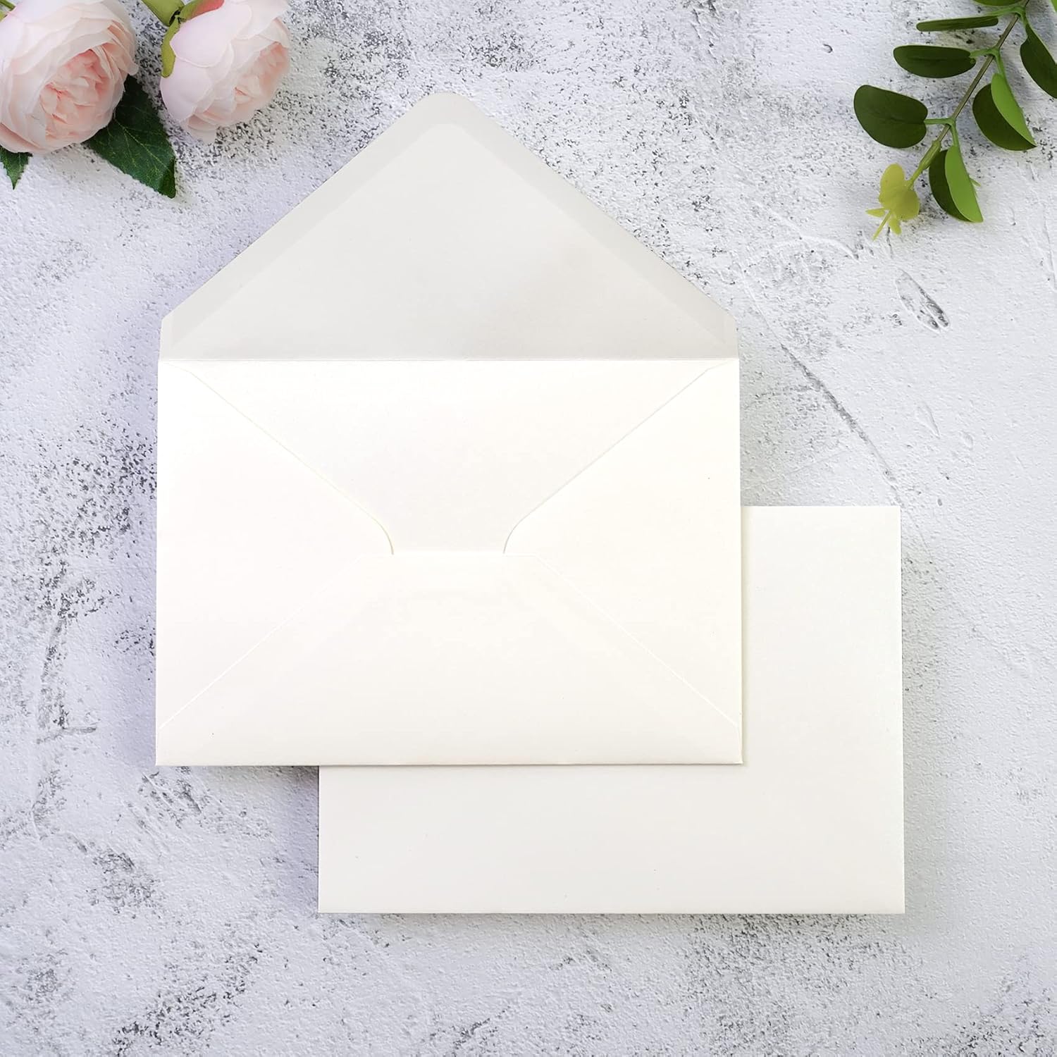 PONATIA 50 Pcs A7 Ivory Sparkle Envelopes for 5x7 Weddings Invitation Cards