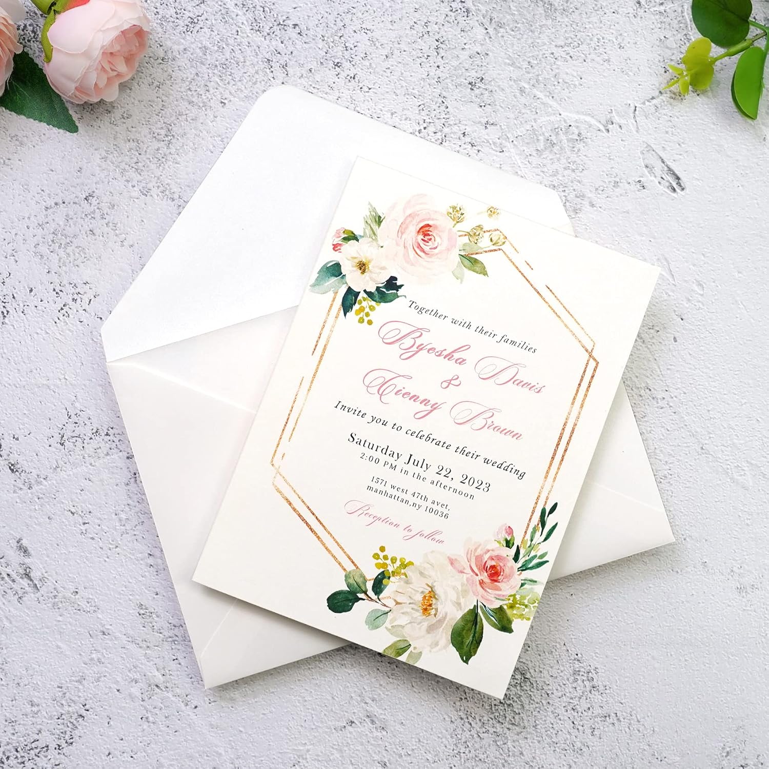 PONATIA 50 Pcs A7 Ivory Sparkle Envelopes for 5x7 Weddings Invitation Cards