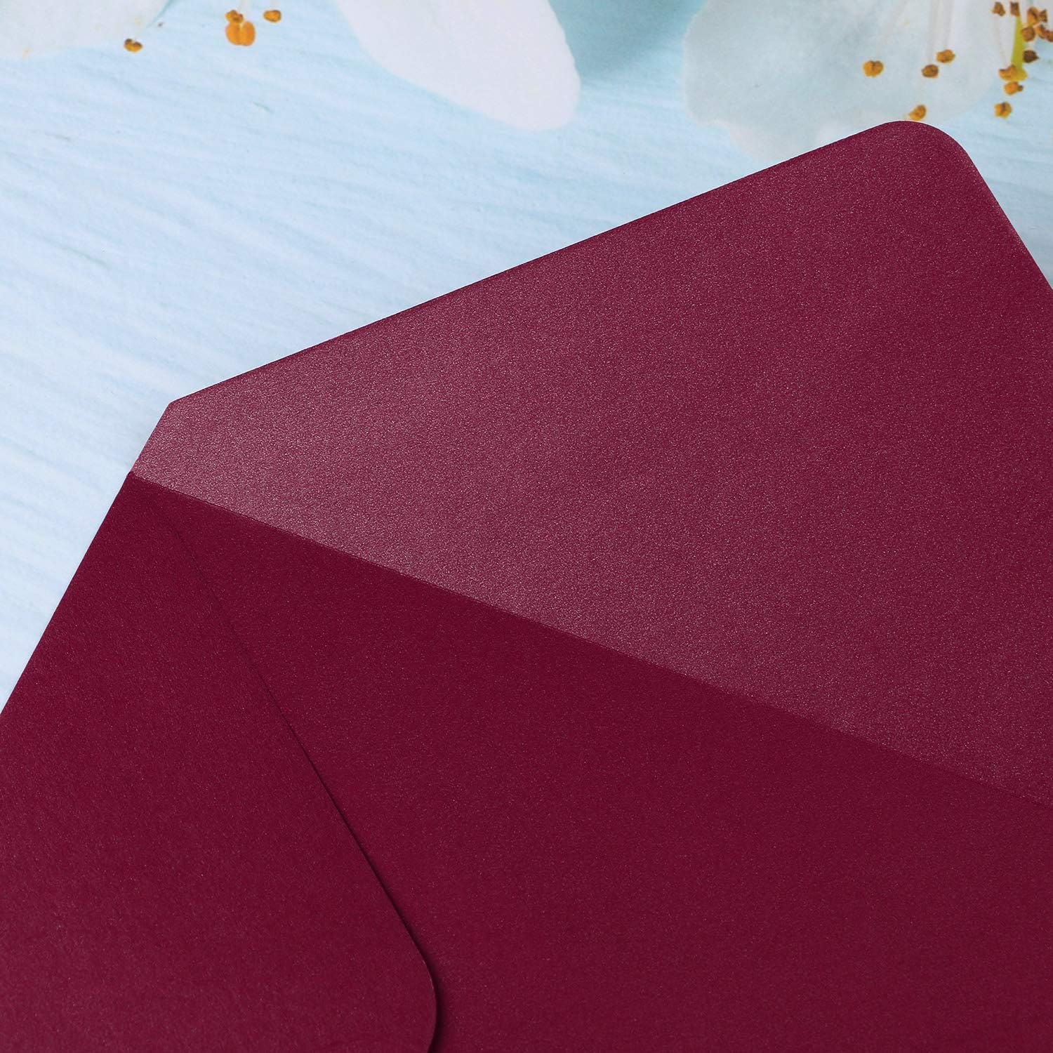 PONATIA 50 Pcs A7 Burgundy Envelopes for 5x7 Weddings Invitation Cards