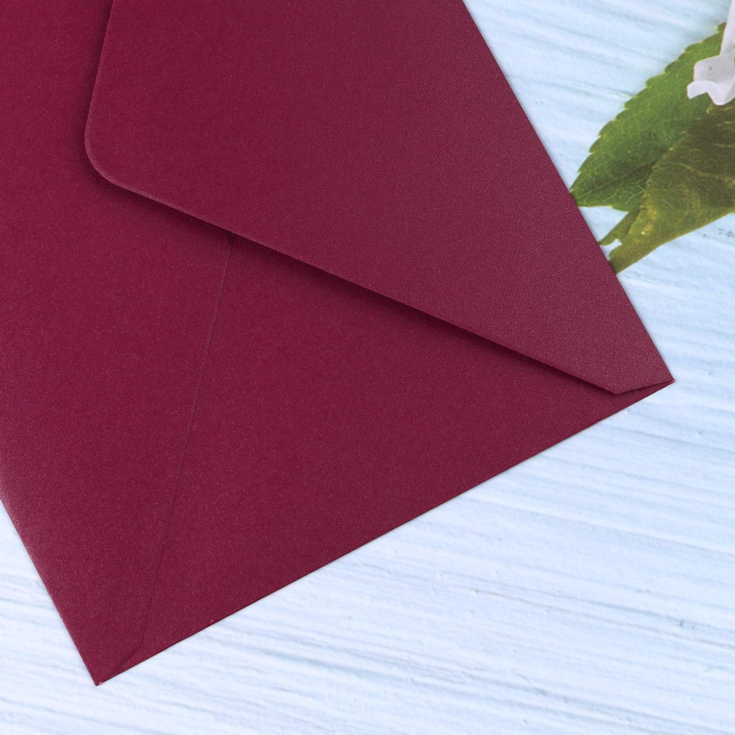 PONATIA 50 Pcs A7 Burgundy Envelopes for 5x7 Weddings Invitation Cards