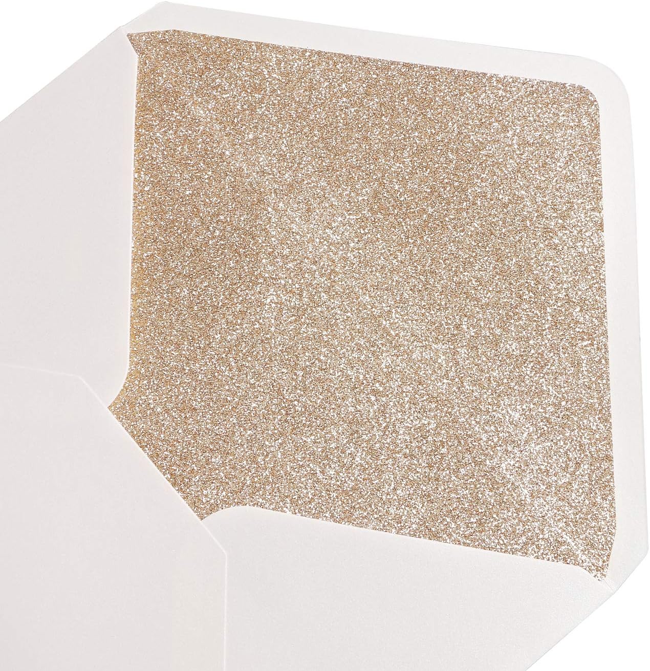 PONATIA 50 Pcs A7 Shiny Ivory & Gold Glitter Liner Envelopes for 5x7 Weddings Invitation Cards