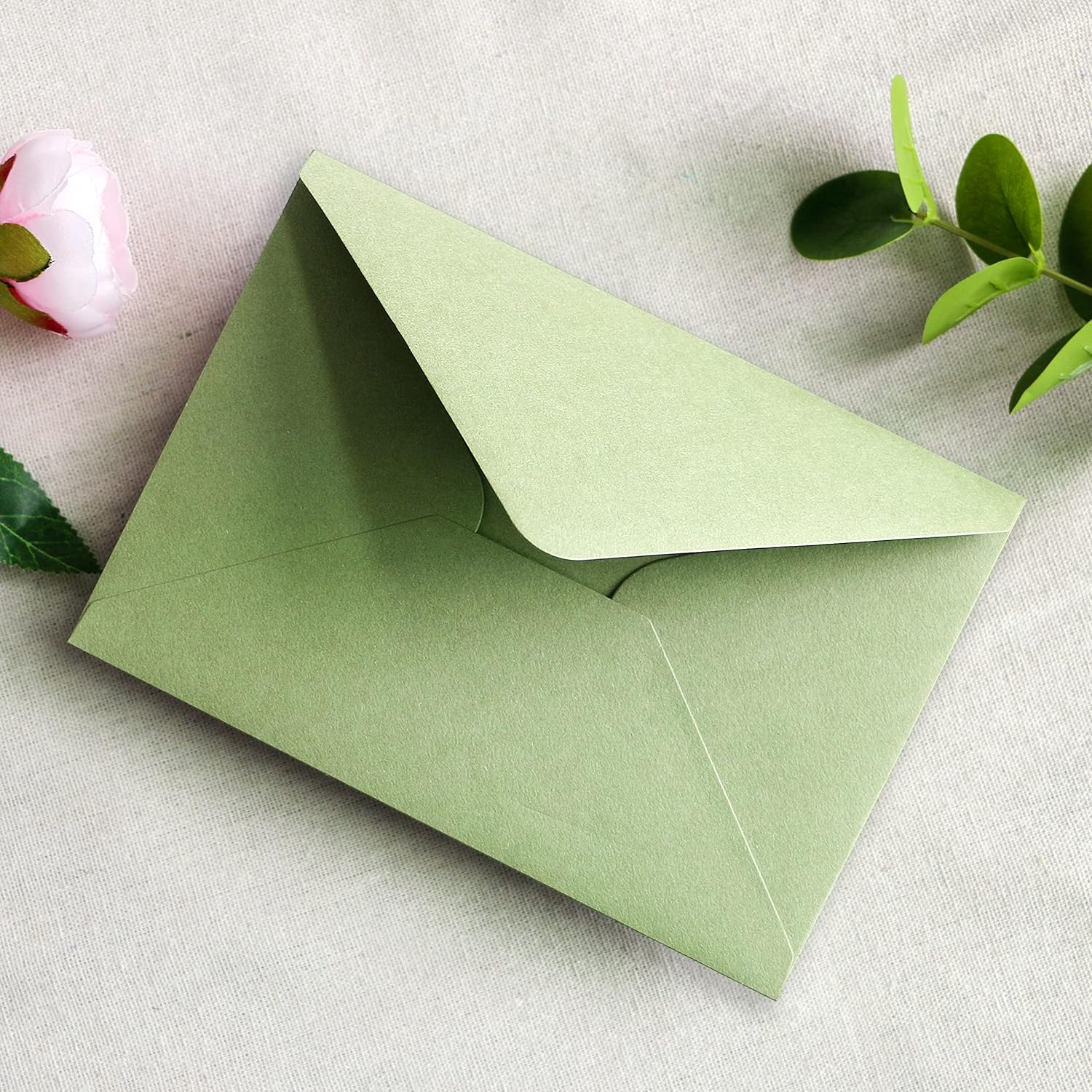 PONATIA 50 Pcs A7 Sage Green Envelopes for 5x7 Weddings Invitation Cards