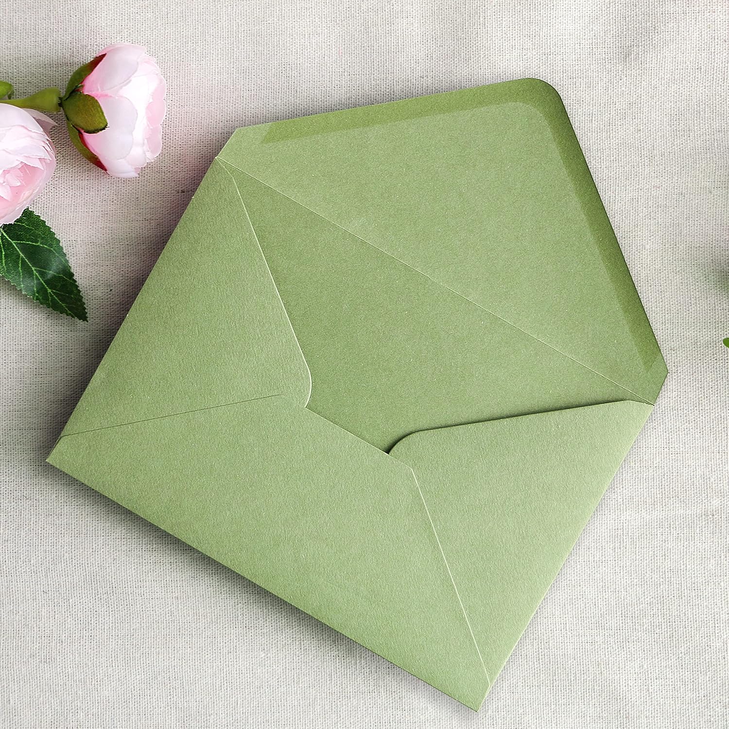 PONATIA 50 Pcs A7 Sage Green Envelopes for 5x7 Weddings Invitation Cards