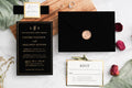 PONATIA Black Gold Foil Print Velvet Wedding Invitation Cards with Envelopes