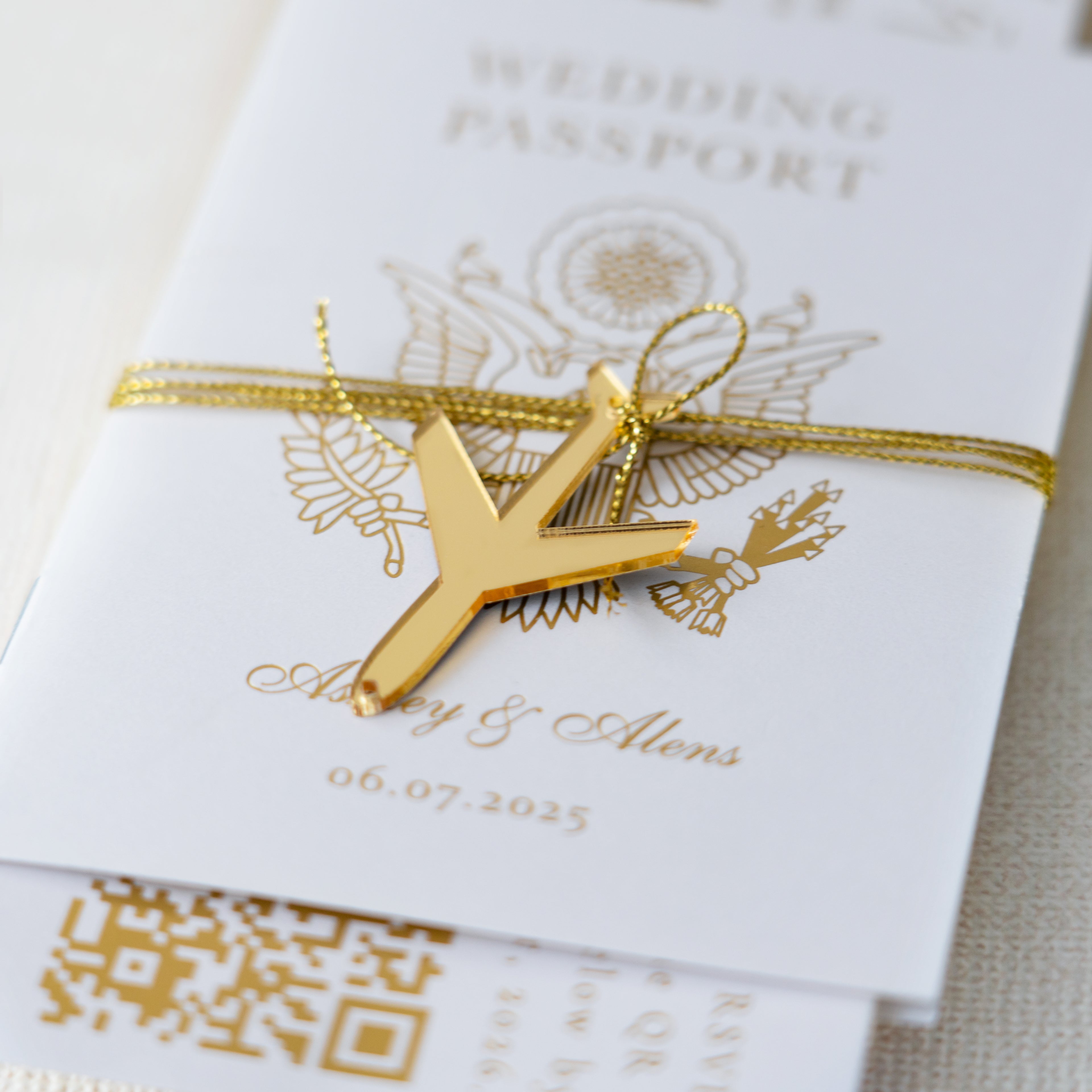 PONATIA White Wedding Passport Invite & Mirror Tag Passport Invitation Suite