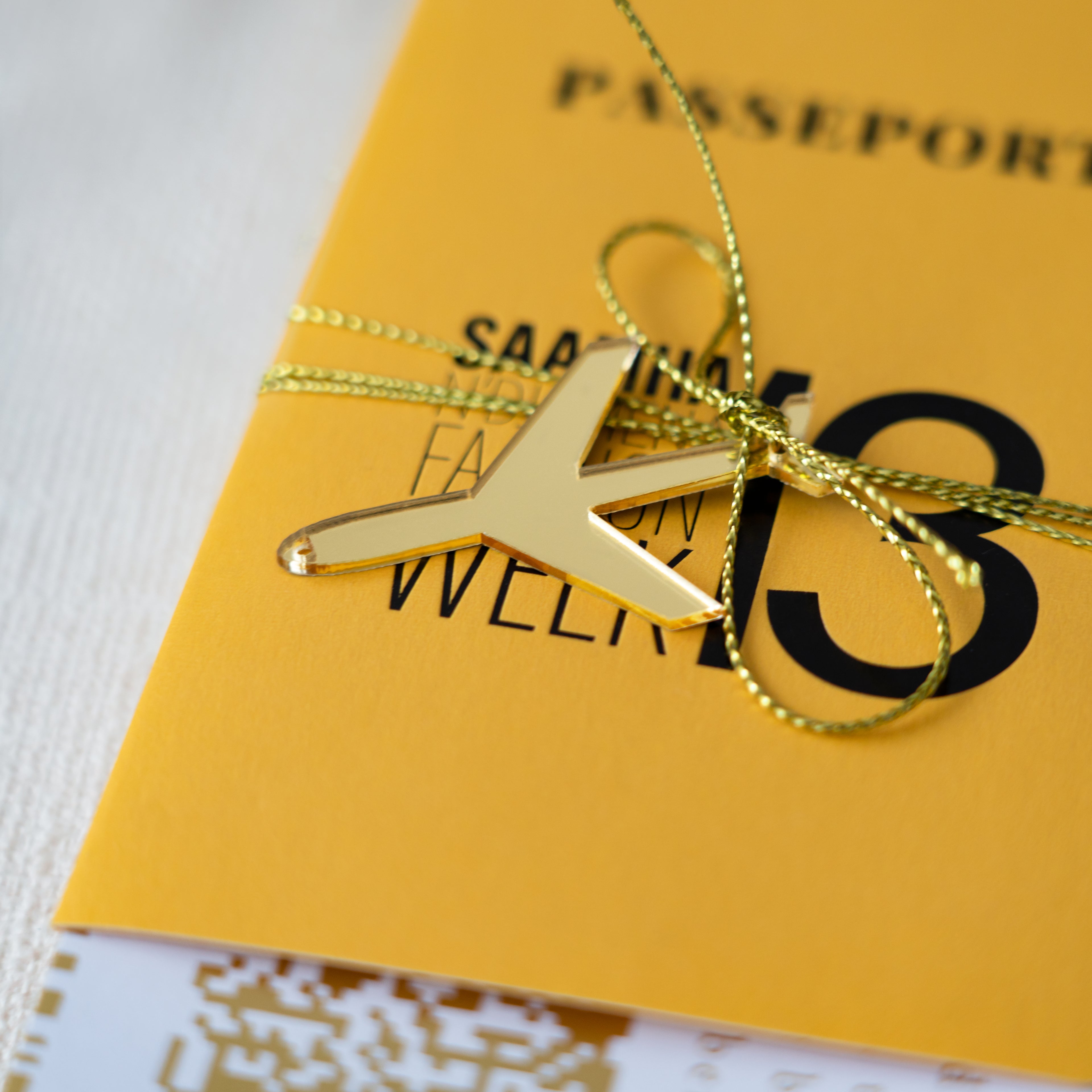 PONATIA Yellow Wedding Passport Invite & Mirror Tag Passport Invitation Suite