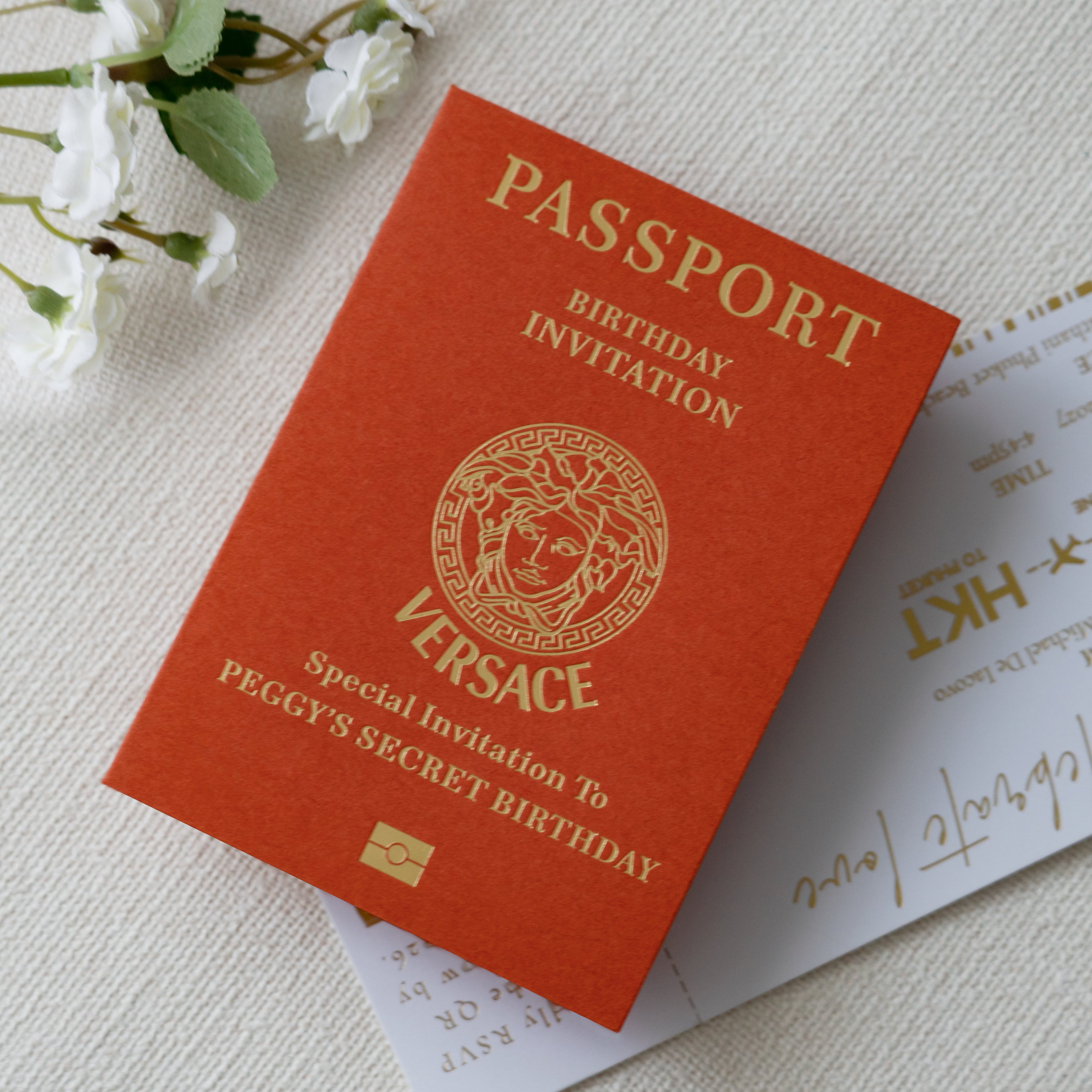 PONATIA Burnt Orange Wedding Passport Invite & Mirror Tag Passport Invitation Suite