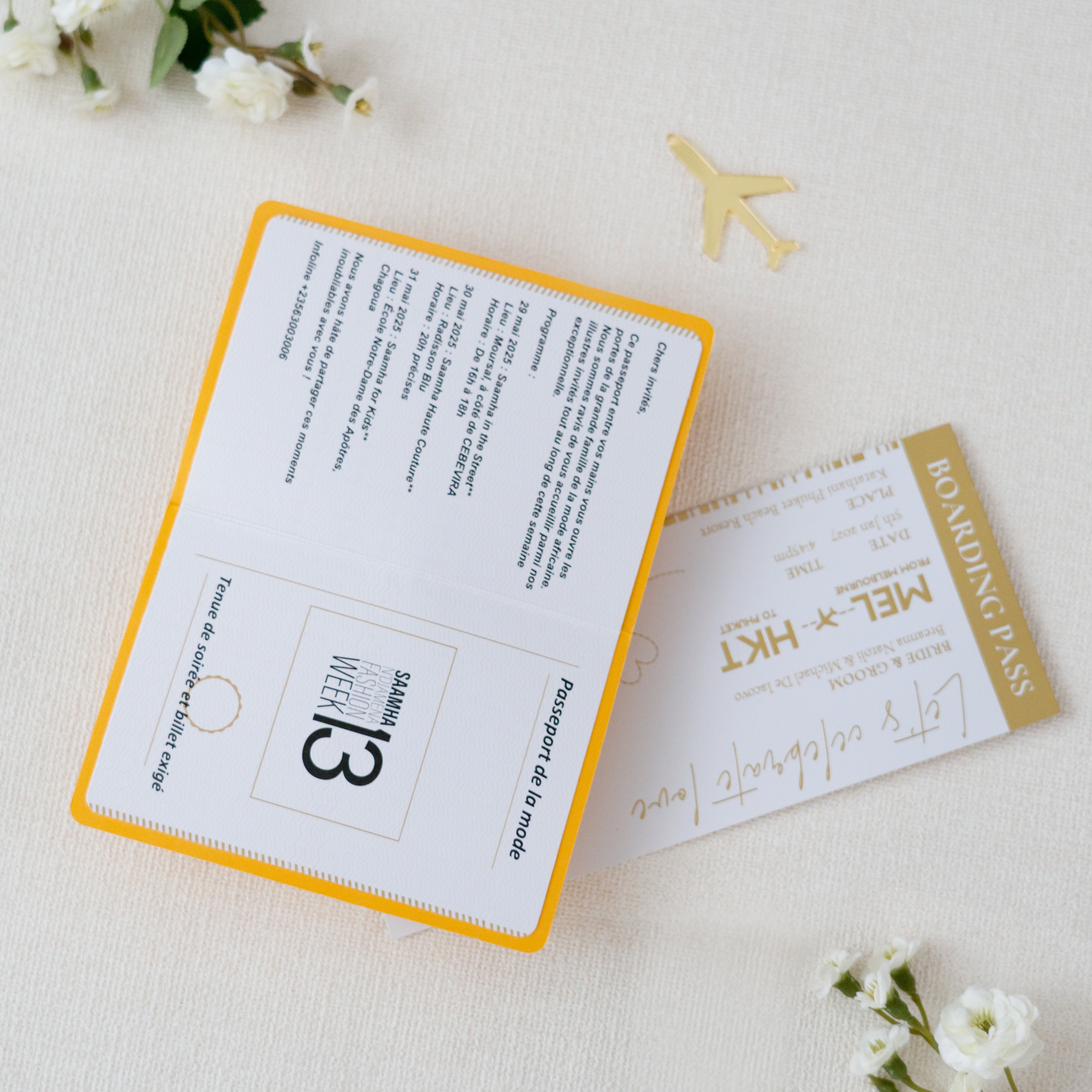 PONATIA Yellow Wedding Passport Invite & Mirror Tag Passport Invitation Suite