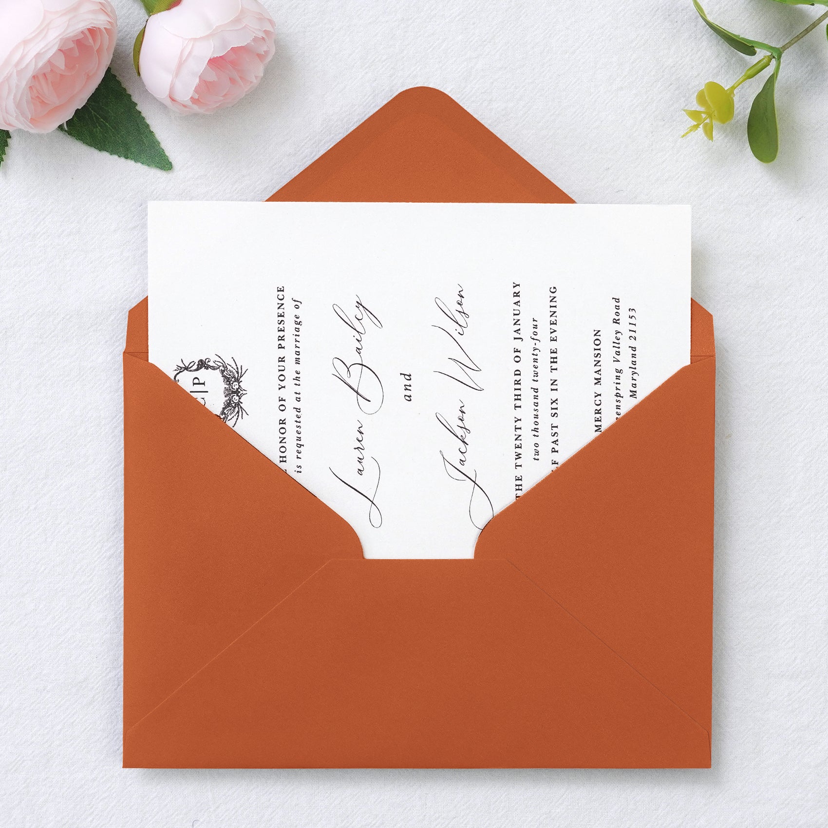 PONATIA 50 Pcs A7 Burnt Orange Envelopes for 5x7 Weddings Invitation Cards