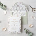 PONATIA Sage Green Foil Print in Gold Liner Envelopes with Foil Print in Gold Floral Wedding Invitation Card