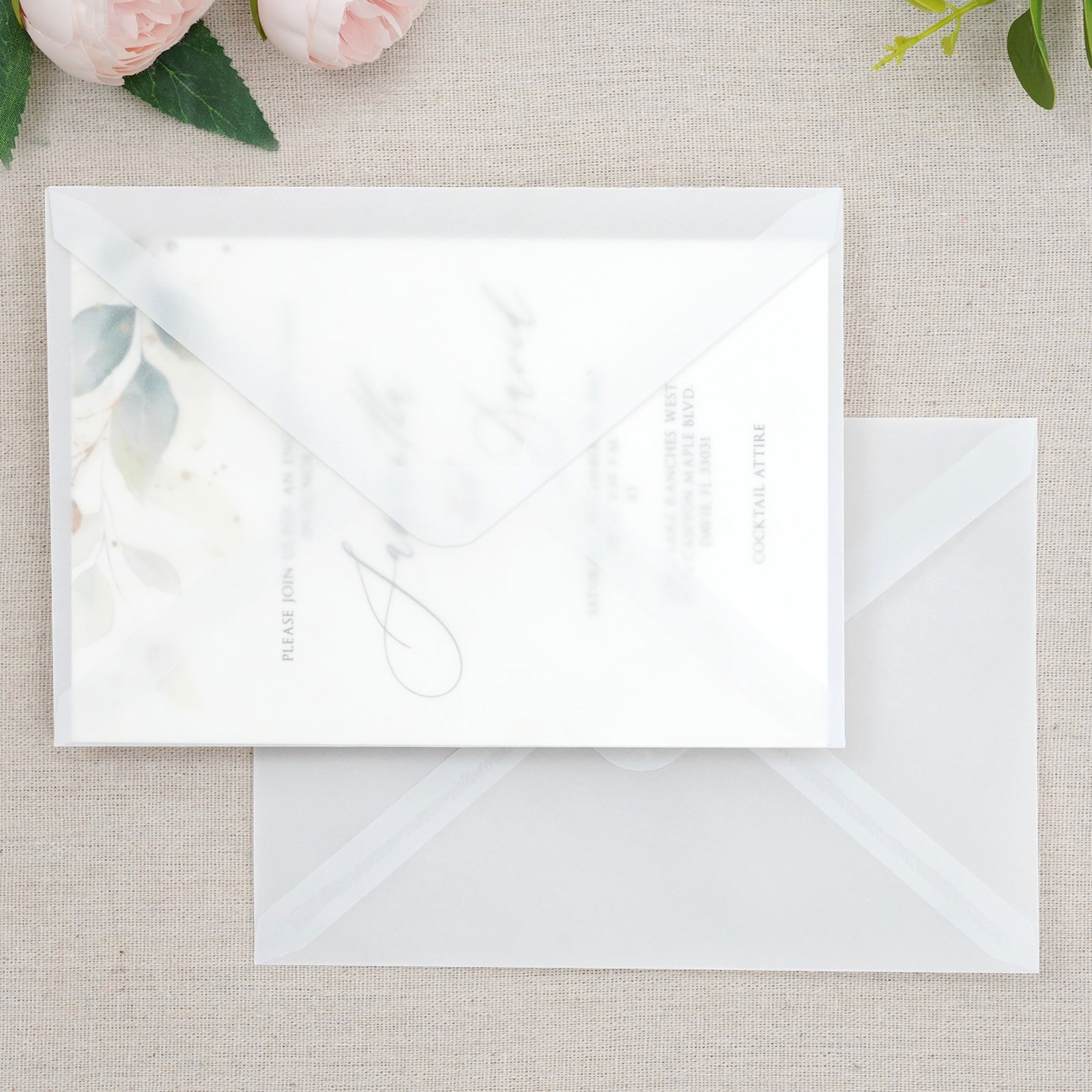 PONATIA 50 Pcs A7 Vellum Envelopes for 5x7 Weddings Invitation Cards