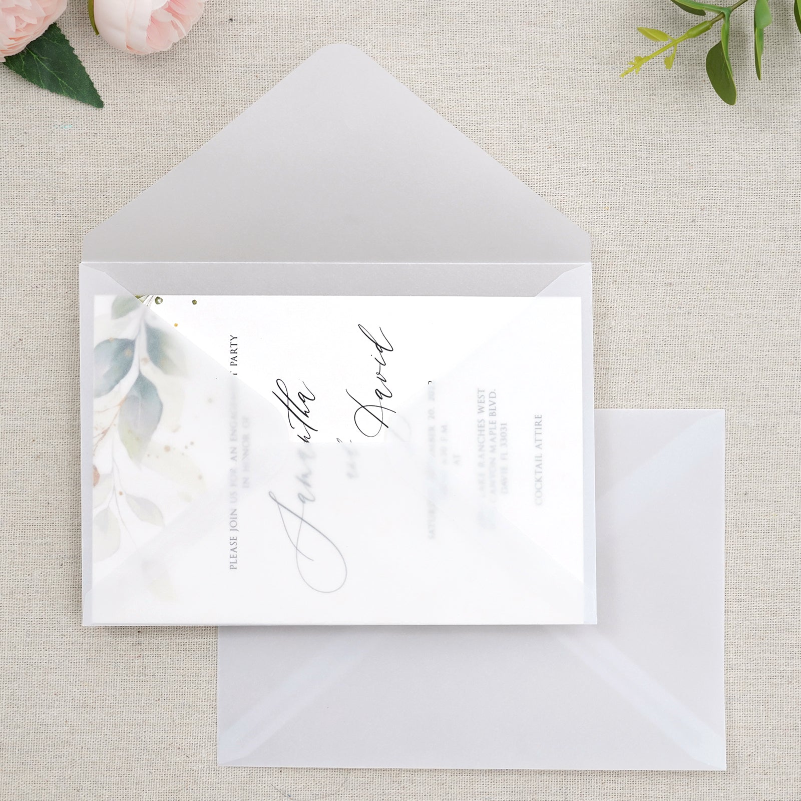 PONATIA 50 Pcs A7 Vellum Envelopes for 5x7 Weddings Invitation Cards