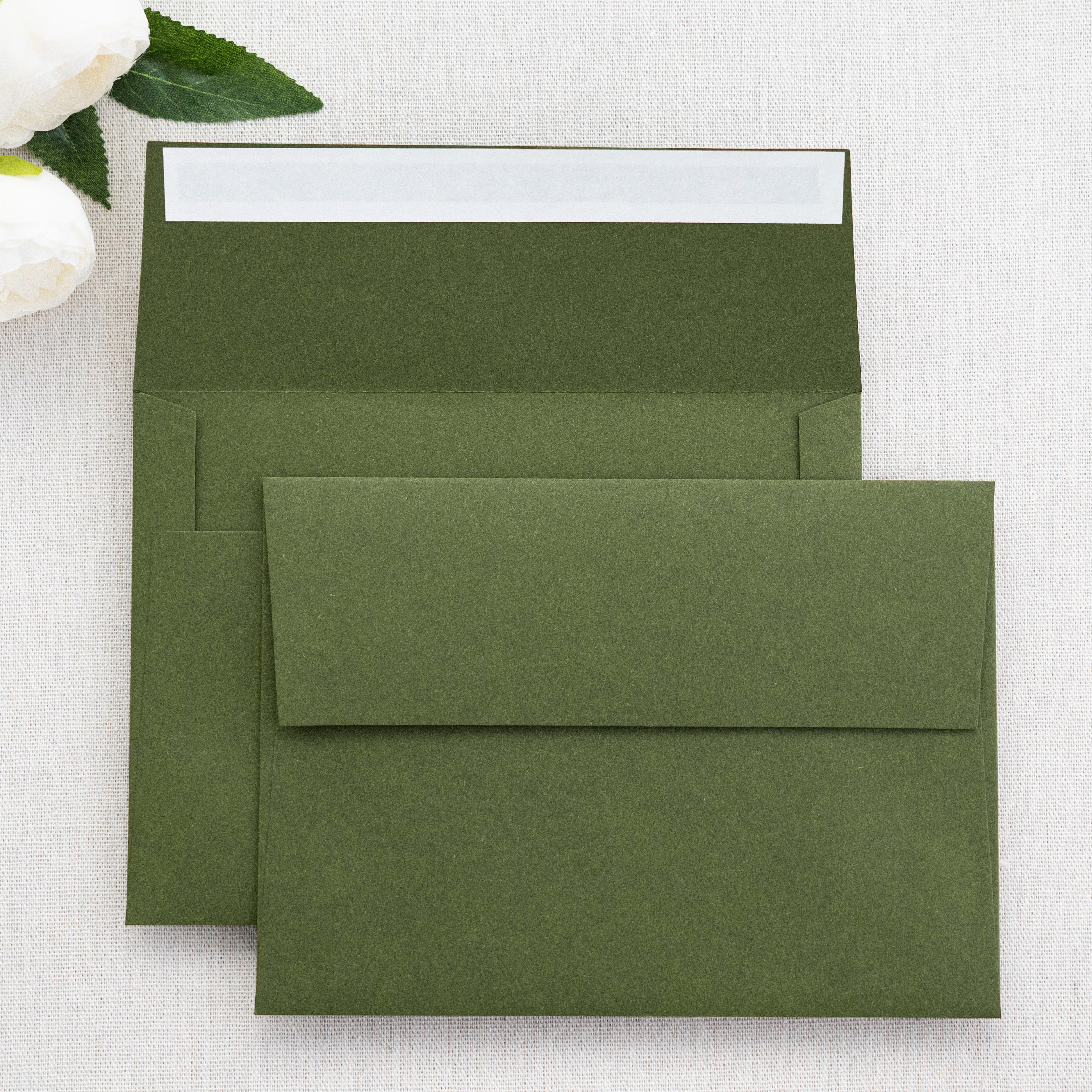 PONATIA 50 Pieces 5x7 Olive Green Envelopes, A7 Envelopes Self Seal for Weddings, Invitation Cards