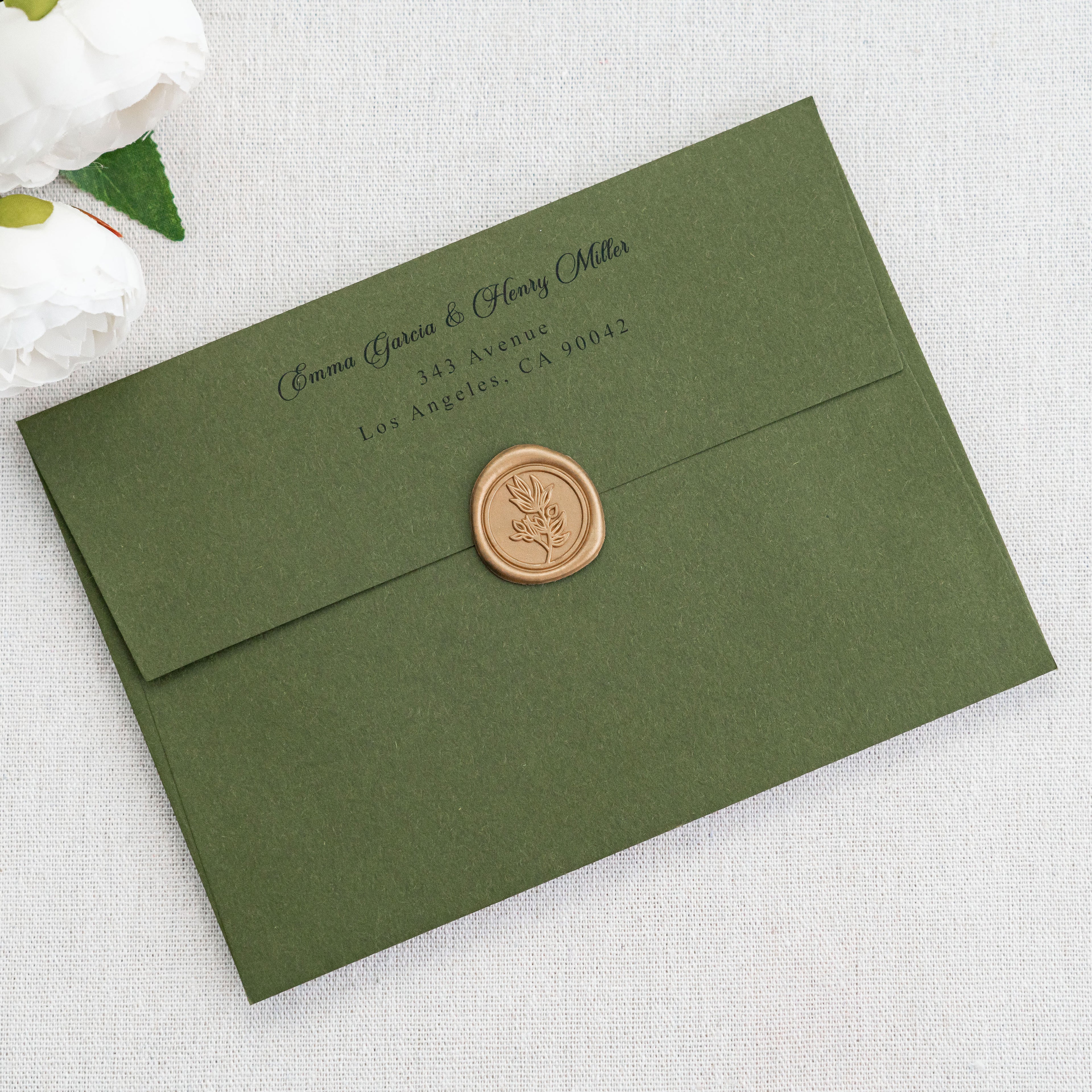 PONATIA 50 Pieces 5x7 Olive Green Envelopes, A7 Envelopes Self Seal for Weddings, Invitation Cards