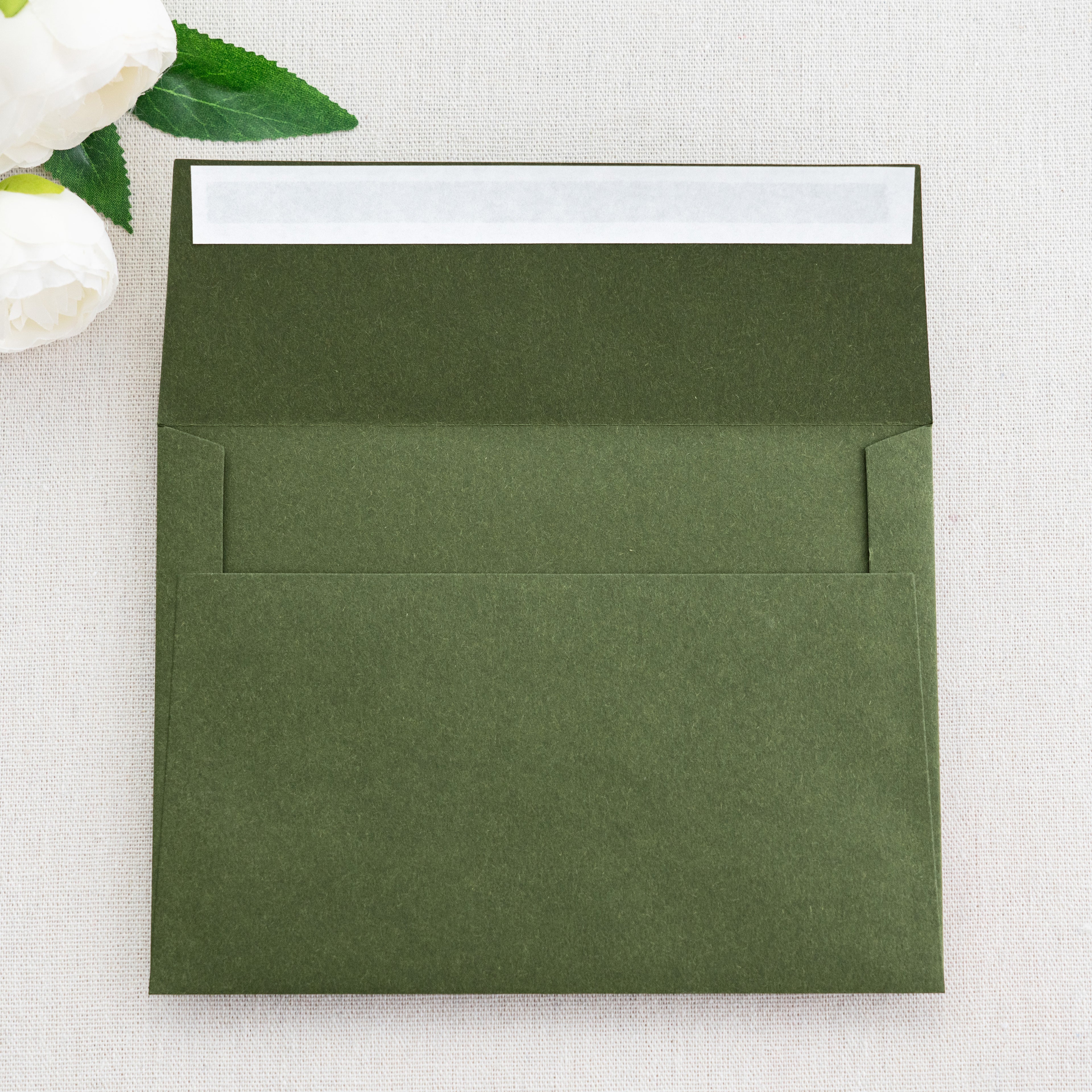 PONATIA 50 Pieces 5x7 Olive Green Envelopes, A7 Envelopes Self Seal for Weddings, Invitation Cards