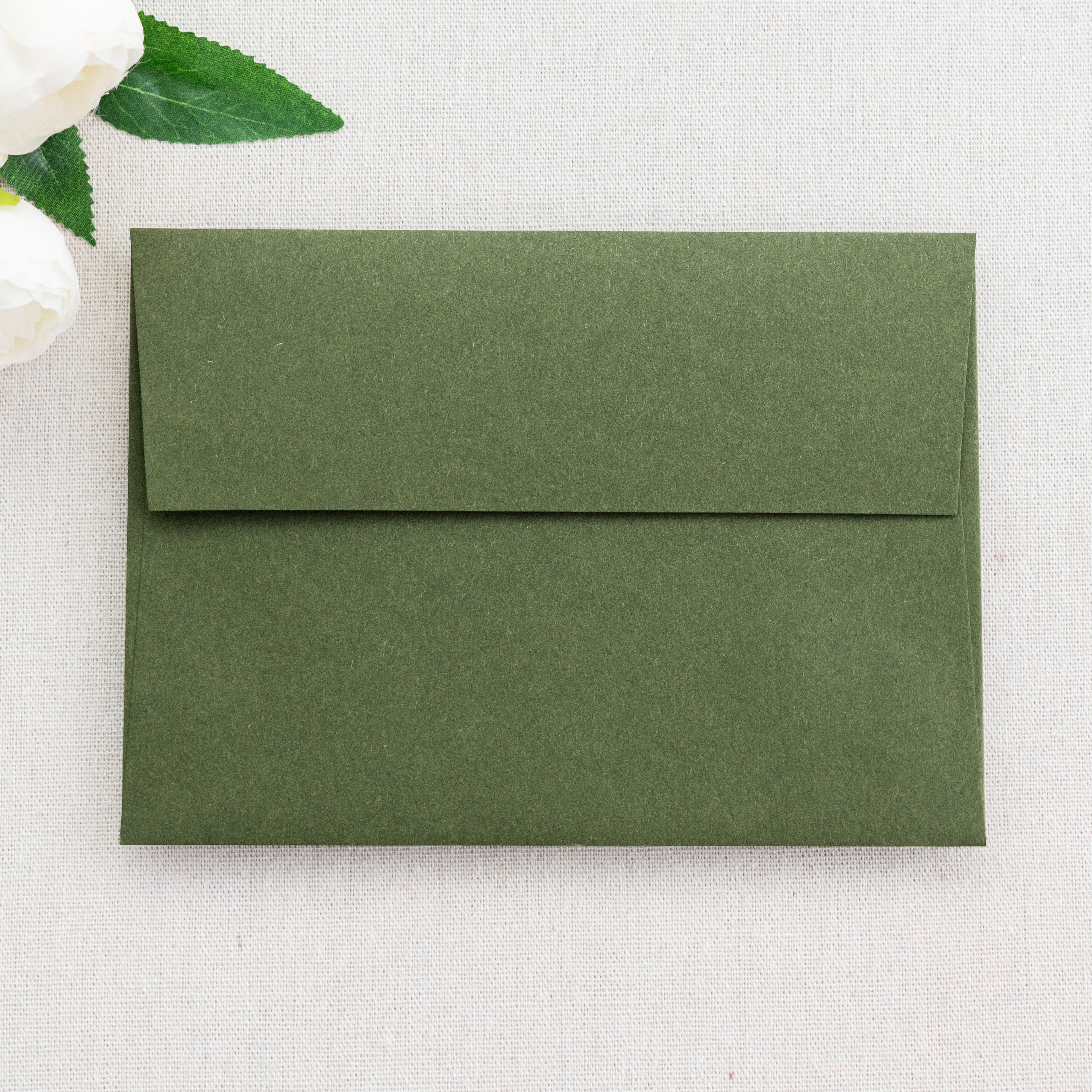 PONATIA 50 Pieces 5x7 Olive Green Envelopes, A7 Envelopes Self Seal for Weddings, Invitation Cards