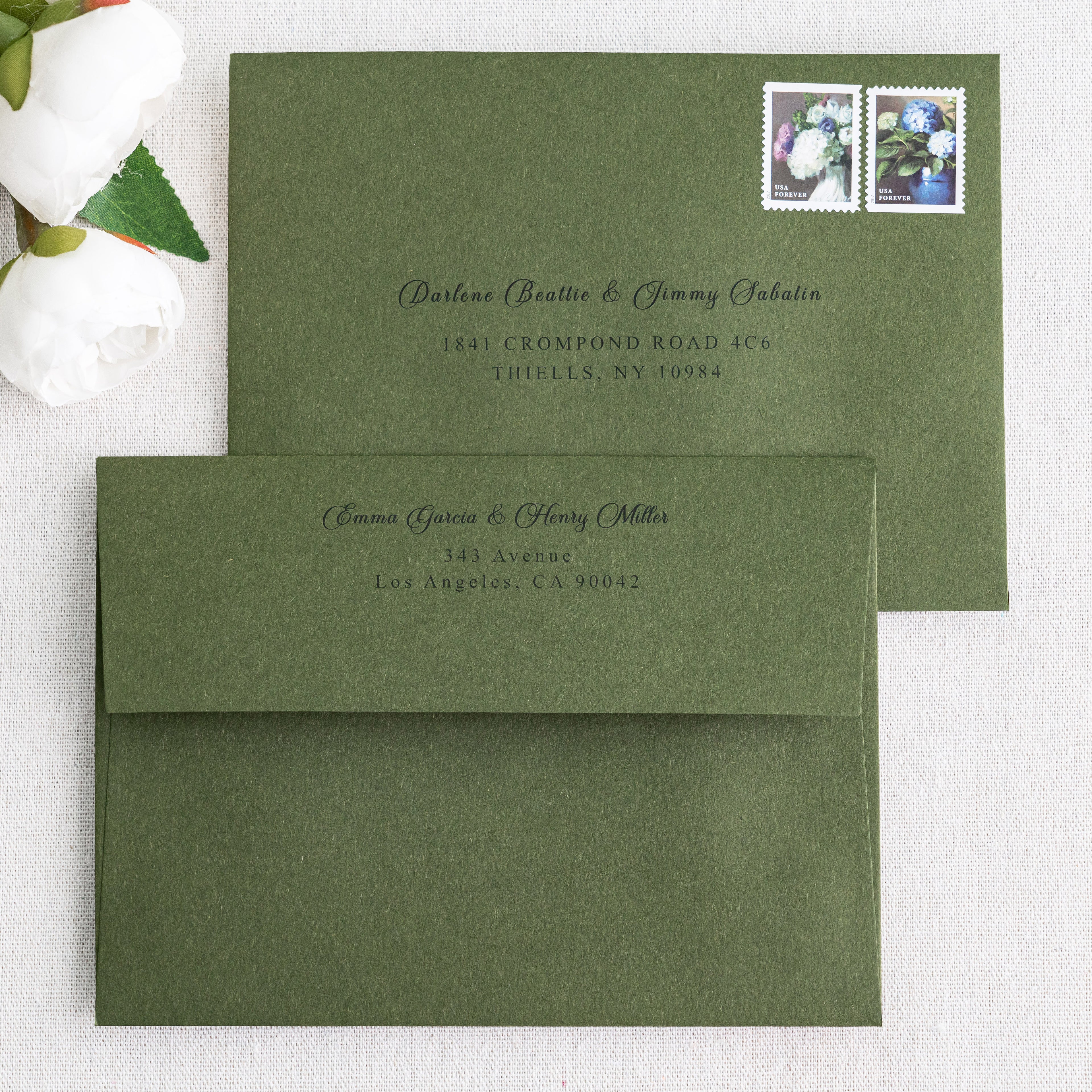 PONATIA 50 Pieces 5x7 Olive Green Envelopes, A7 Envelopes Self Seal for Weddings, Invitation Cards