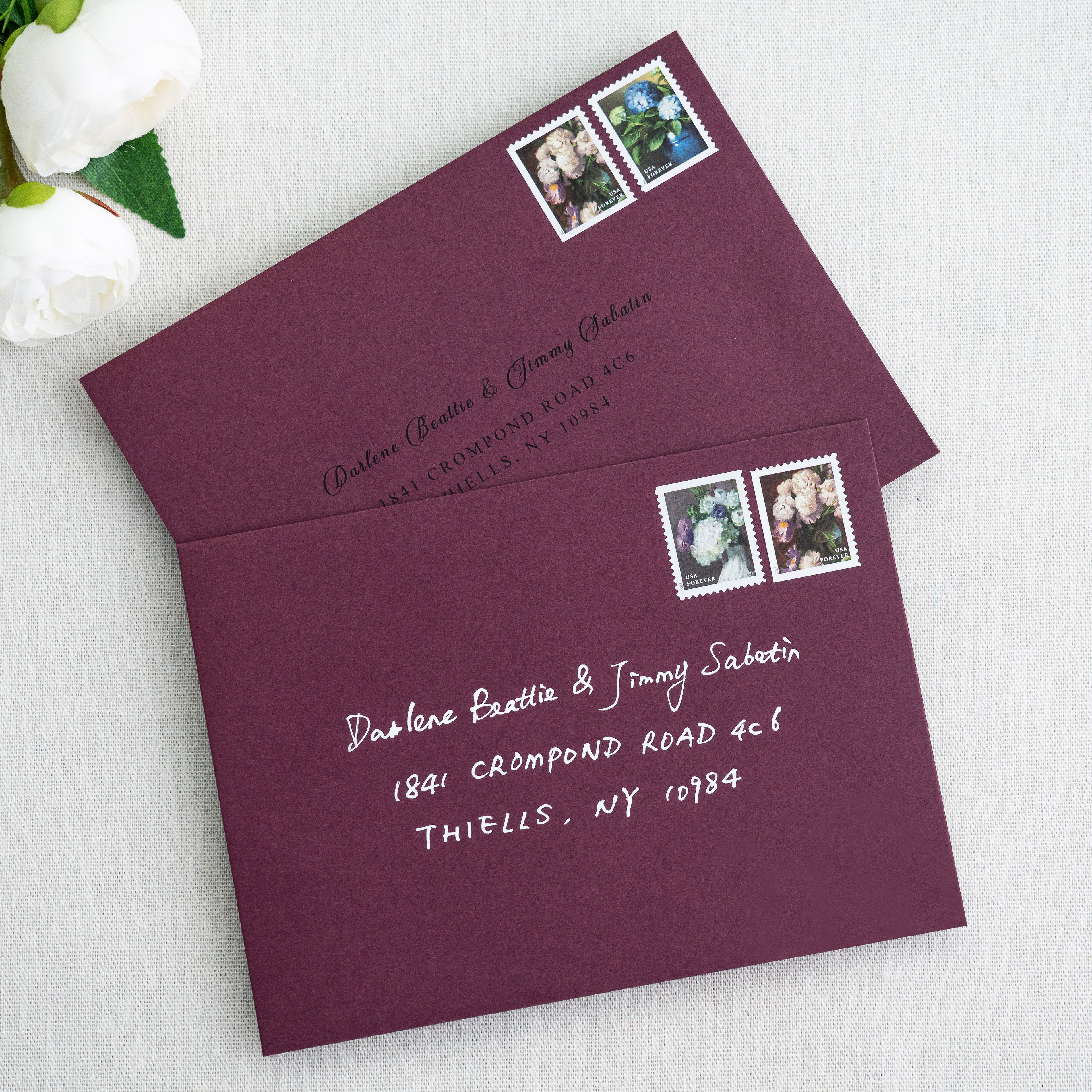 PONATIA 50 Pieces 5x7 Burgundy Envelopes, A7 Envelopes Self Seal for Weddings, Invitation Cards