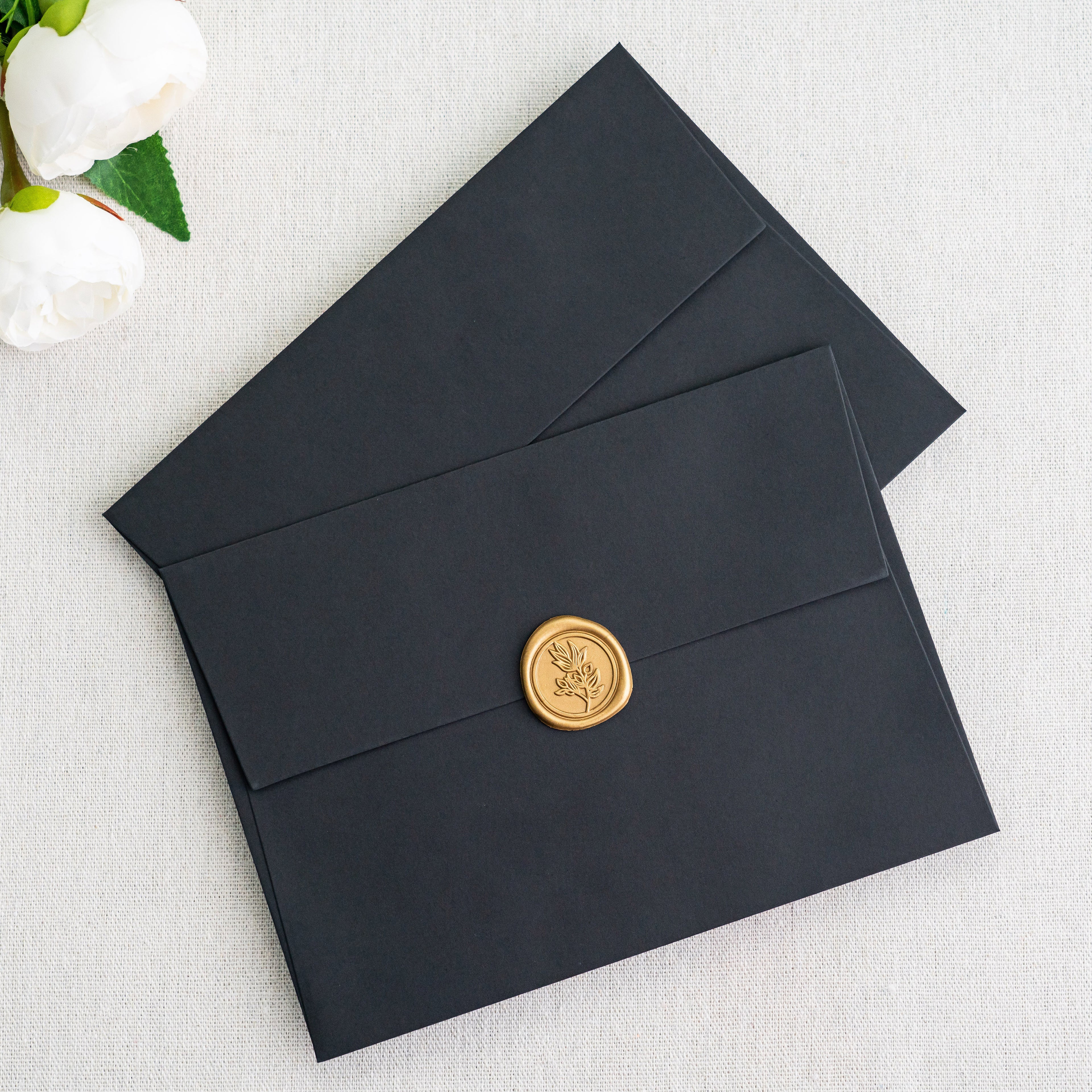 PONATIA 50 Pieces 5x7 Black Envelopes, A7 Envelopes Self Seal for Weddings, Invitation Cards