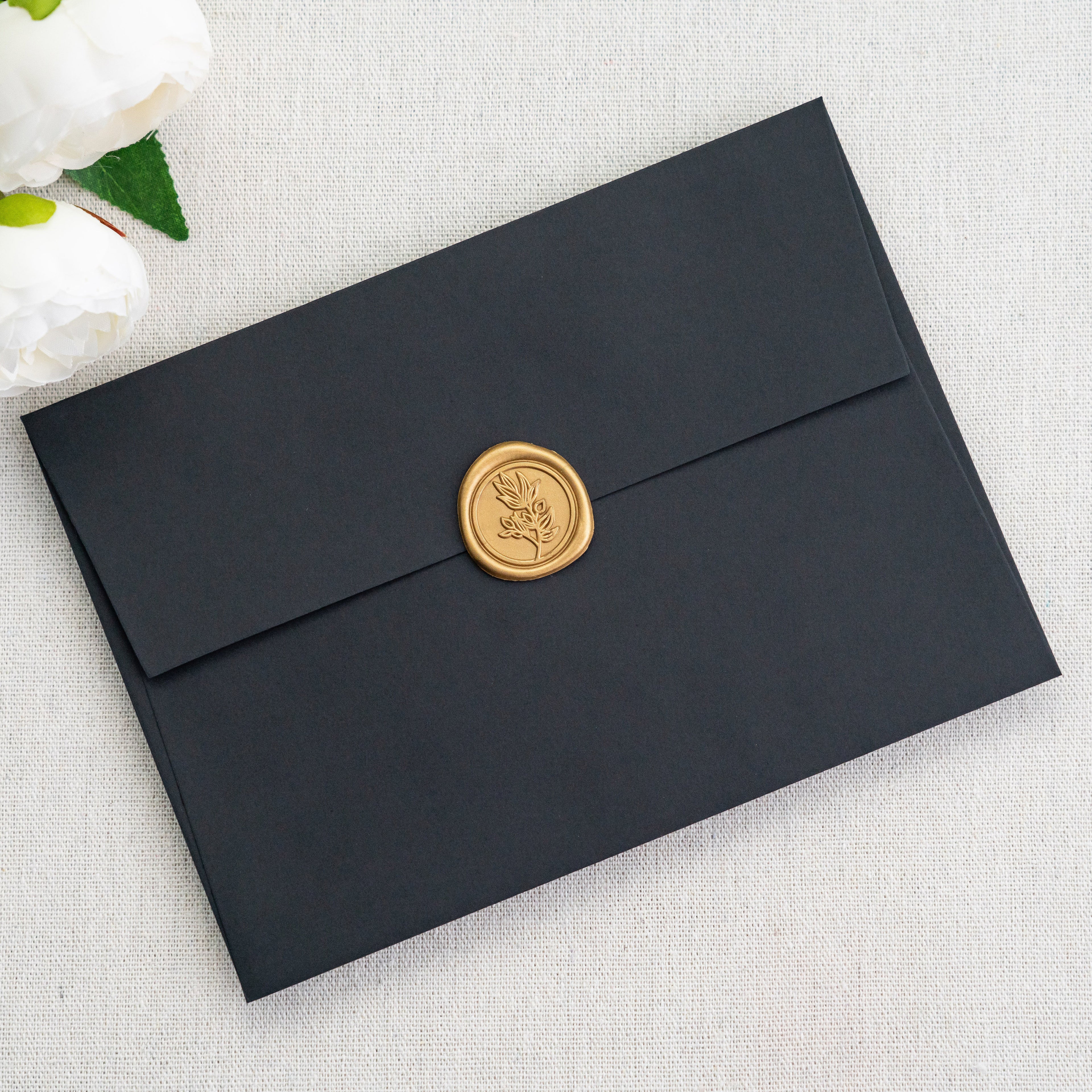 PONATIA 50 Pieces 5x7 Black Envelopes, A7 Envelopes Self Seal for Weddings, Invitation Cards
