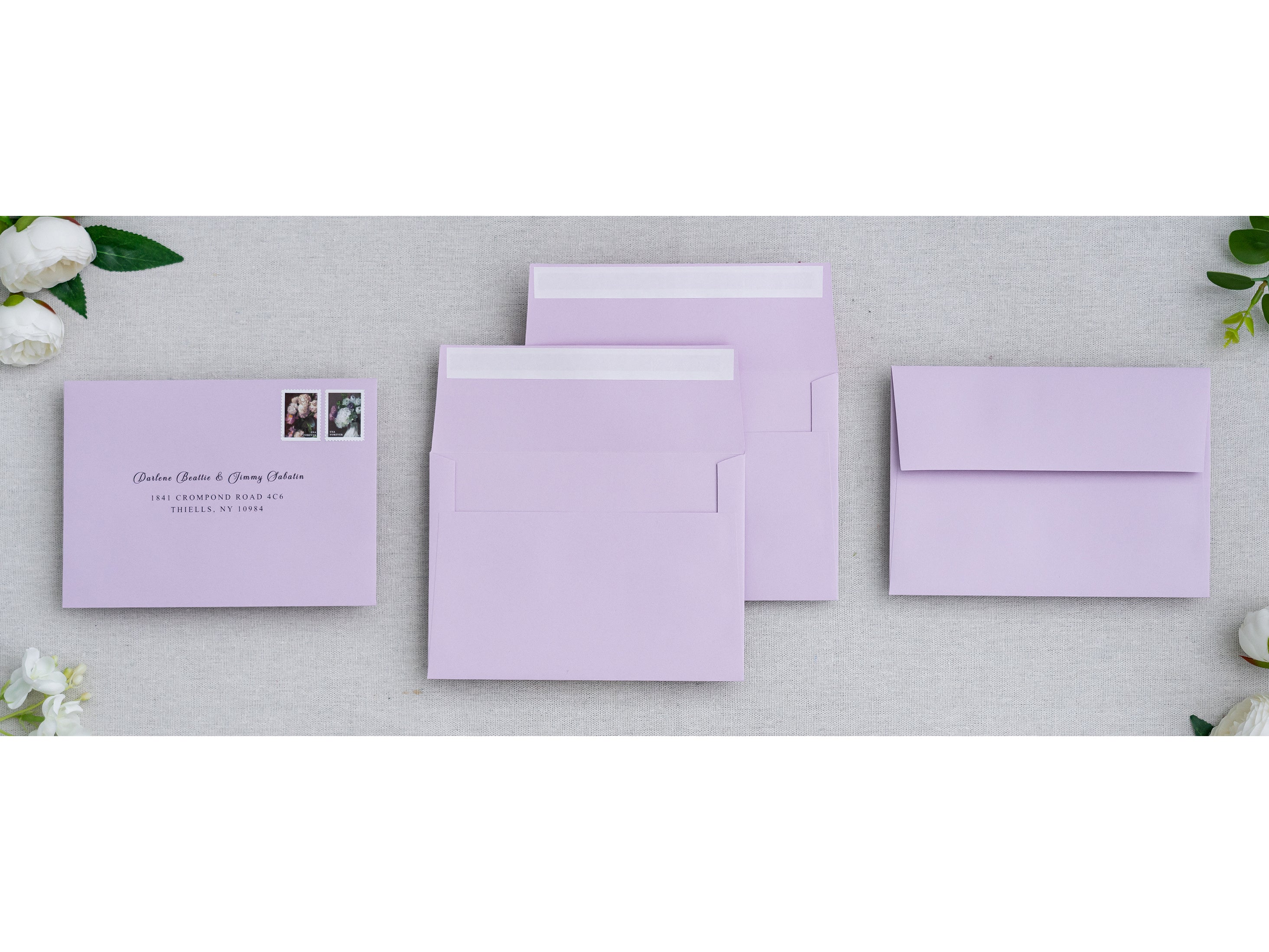 PONATIA 50 Pieces 5x7 Lilac Envelopes, A7 Envelopes Self Seal for Weddings, Invitation Cards