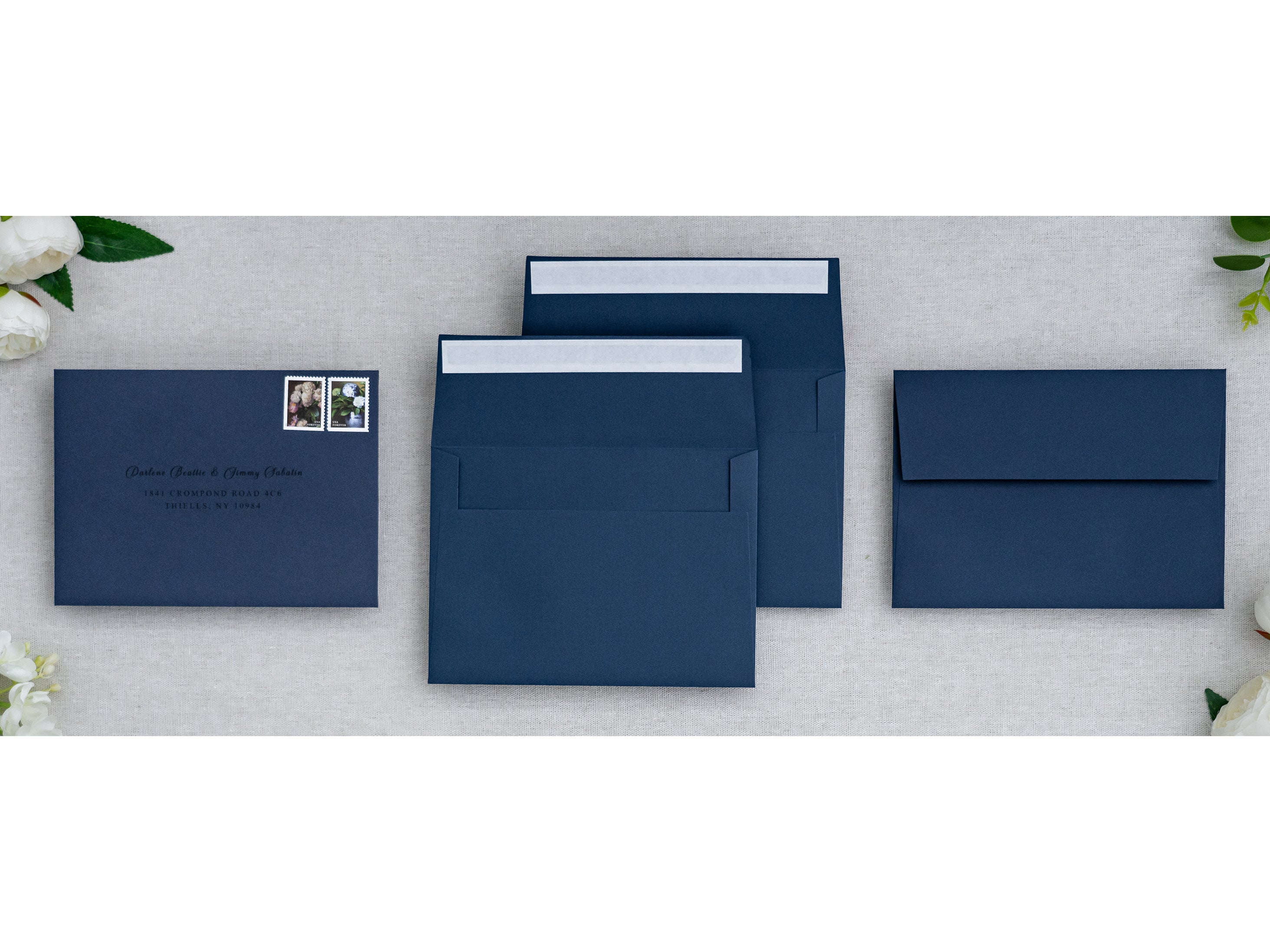 PONATIA 50 Pieces 5x7 Navy Blue Envelopes, A7 Envelopes Self Seal for Weddings, Invitation Cards
