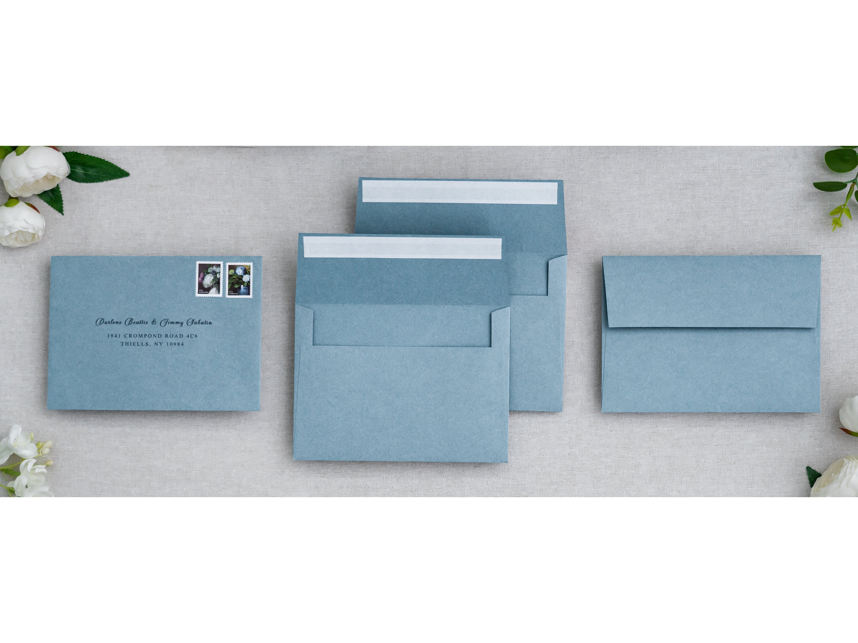 PONATIA 50 Pieces 5x7 Dusty Blue Envelopes, A7 Envelopes Self Seal for Weddings, Invitation Cards