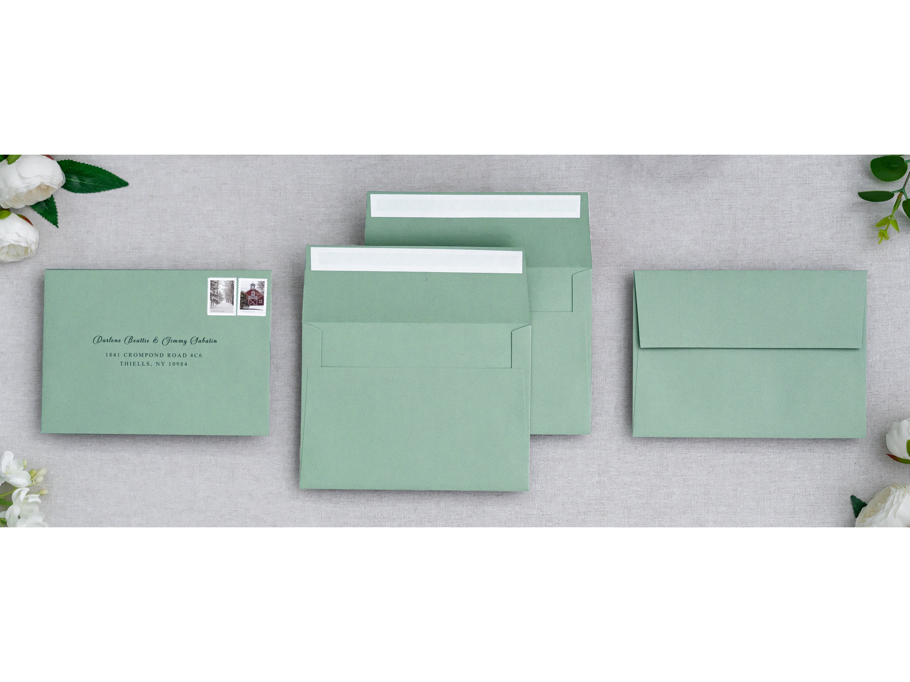 PONATIA 50 Pieces 5x7 Light Sage Green Envelopes, A7 Envelopes Self Seal for Weddings, Invitation Cards
