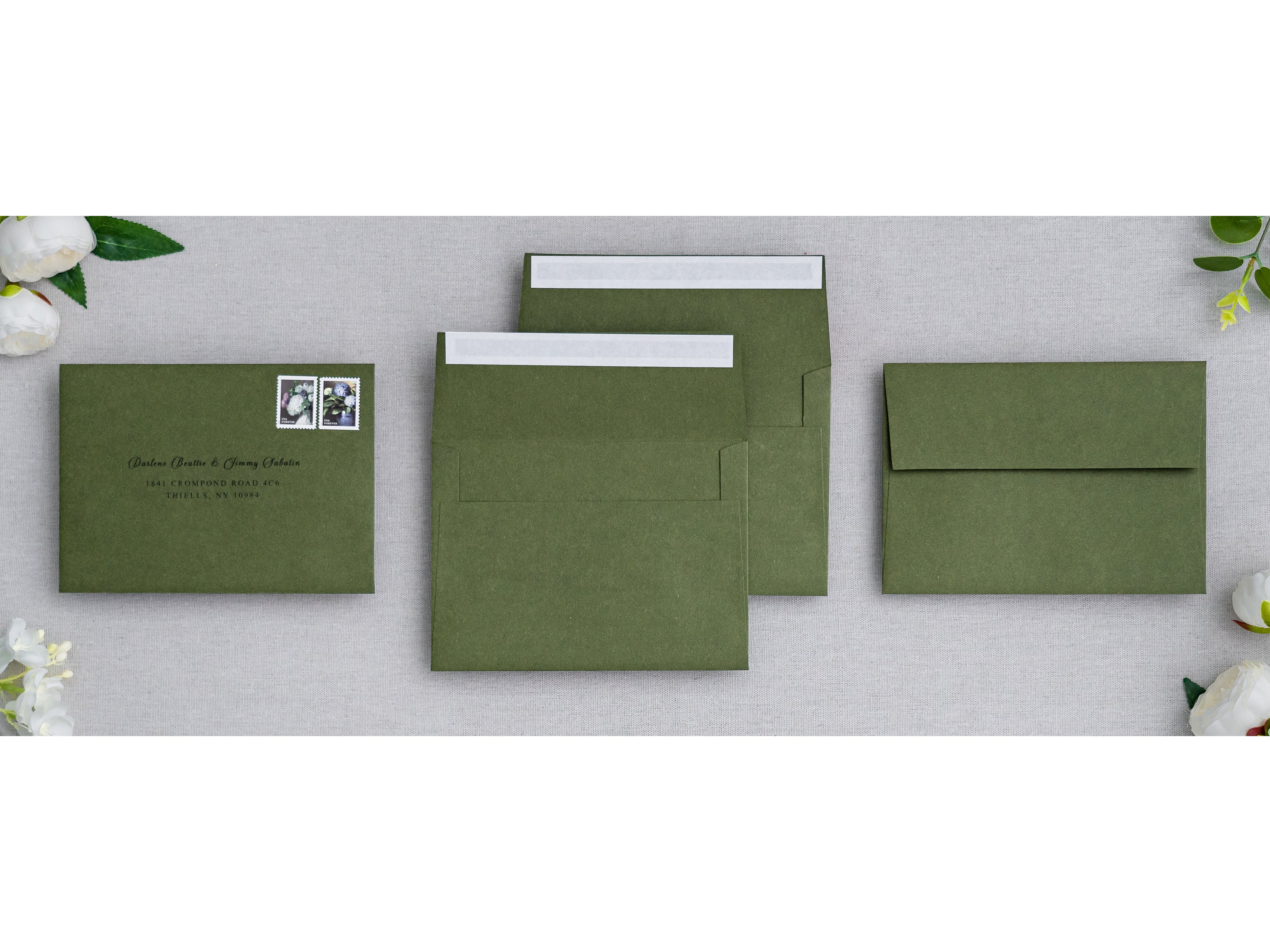 PONATIA 50 Pieces 5x7 Olive Green Envelopes, A7 Envelopes Self Seal for Weddings, Invitation Cards