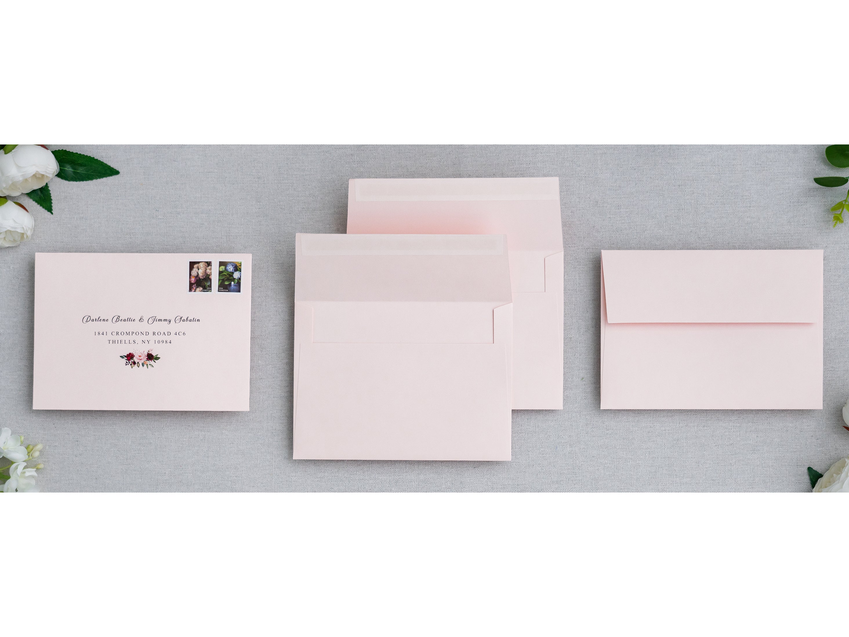 PONATIA 50 Pieces 5x7 Blush Pink Envelopes, A7 Envelopes Self Seal for Weddings, Invitation Cards