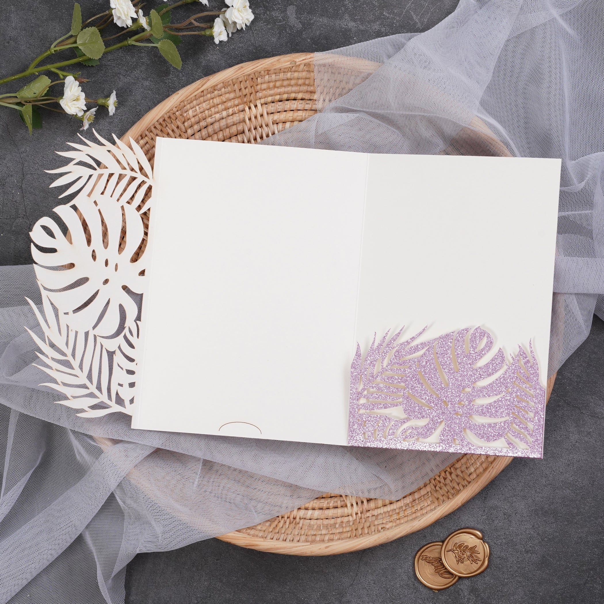 PONATIA Two-color Glitter Classic Tri-fold Laser Cut Pockets PA-340