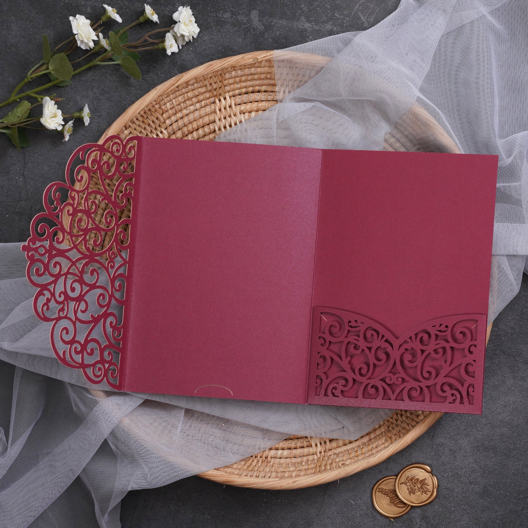 PONATIA Multi-color Design Tri-fold Laser Cut Pockets Collection PA-291