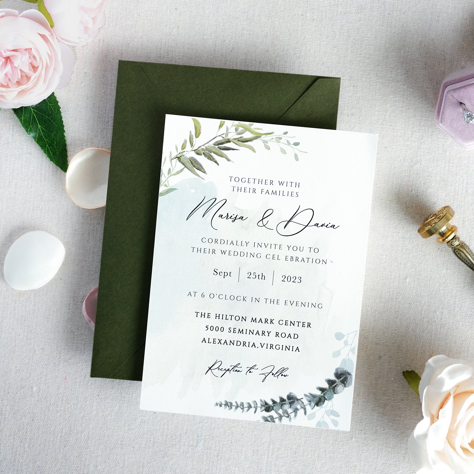 PONATIA 50 Pcs A7 Olive Green Envelopes for 5x7 Weddings Invitation Cards