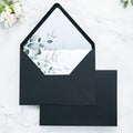 PONATIA 50 Pieces Black Liner Euro Flap Envelopes for  Wedding Invitation Card