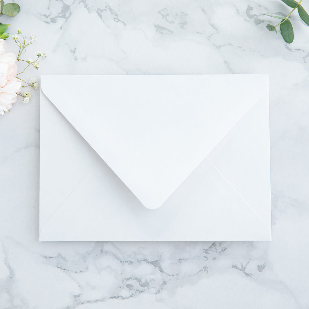 PONATIA 50 Pieces White & Dusty Blue Liner Euro Flap Envelopes for  Wedding Invitation Card