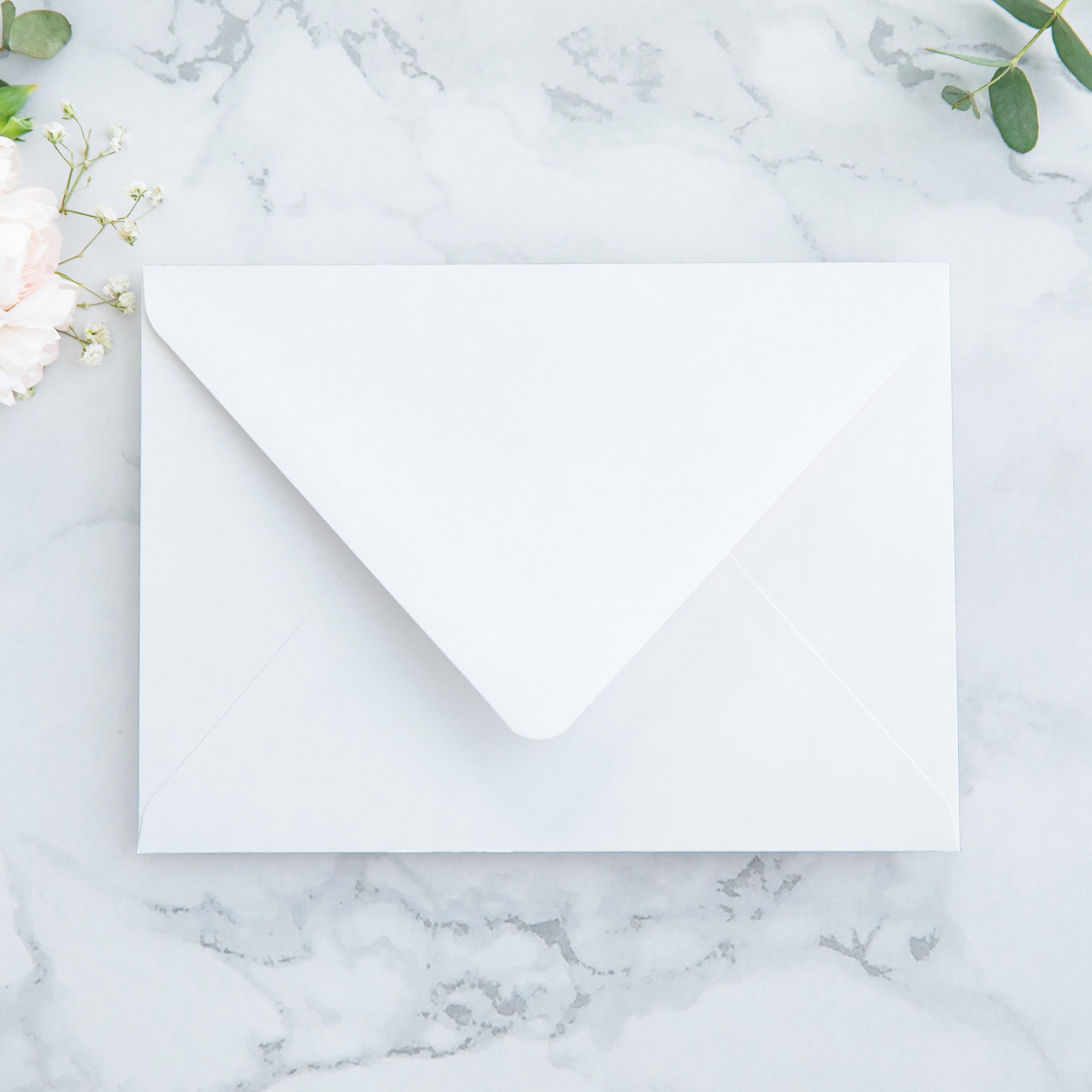 PONATIA 50 Pieces White & Dusty Blue Liner Euro Flap Envelopes for  Wedding Invitation Card