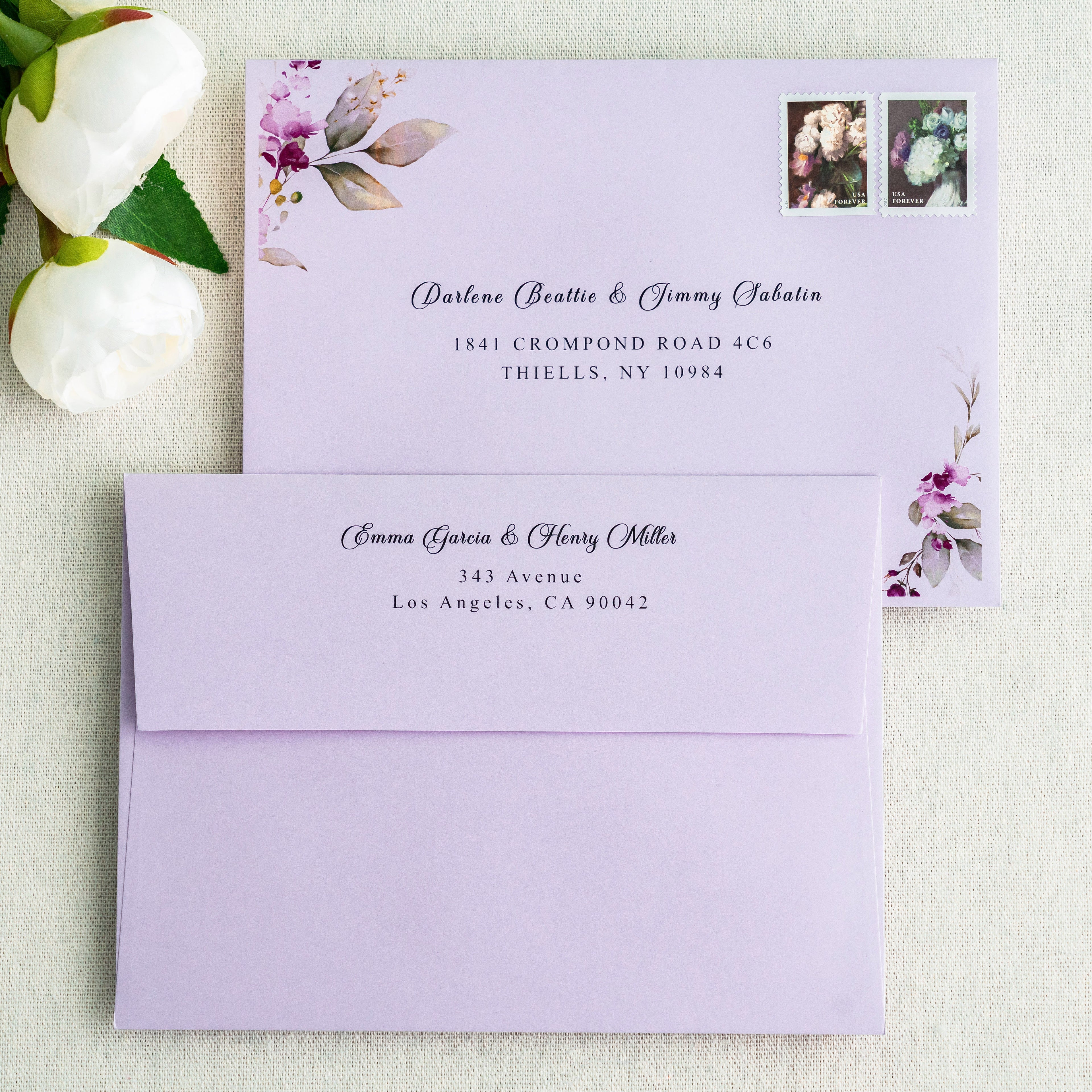 PONATIA 50 Pieces 5x7 Lilac Envelopes, A7 Envelopes Self Seal for Weddings, Invitation Cards